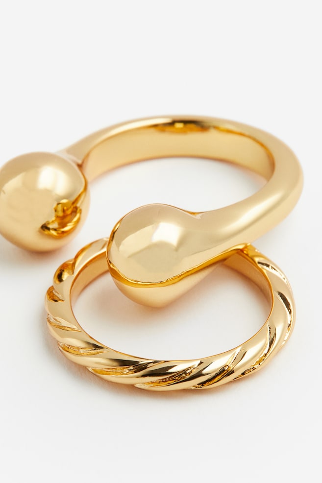2-pack gold-plated rings - Gold-coloured - 2