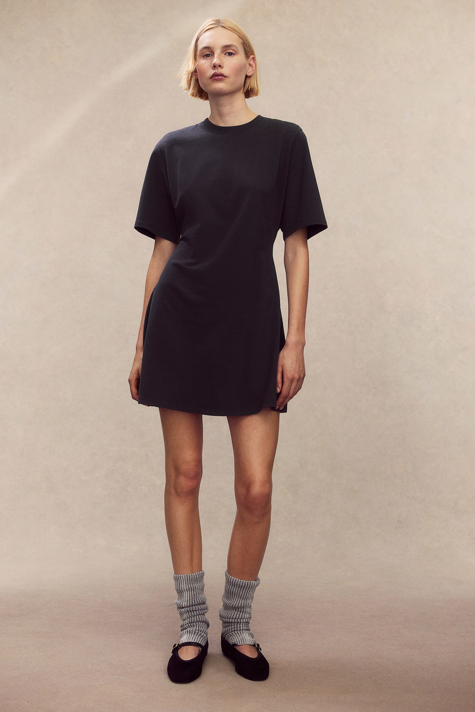 Shoulder Pad Tee Dress - Dark grey/Black/Dark khaki green - 4