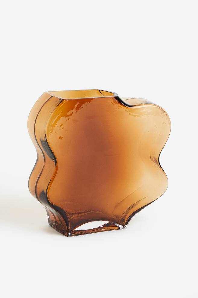 Wavy glass vase - Brown - 1