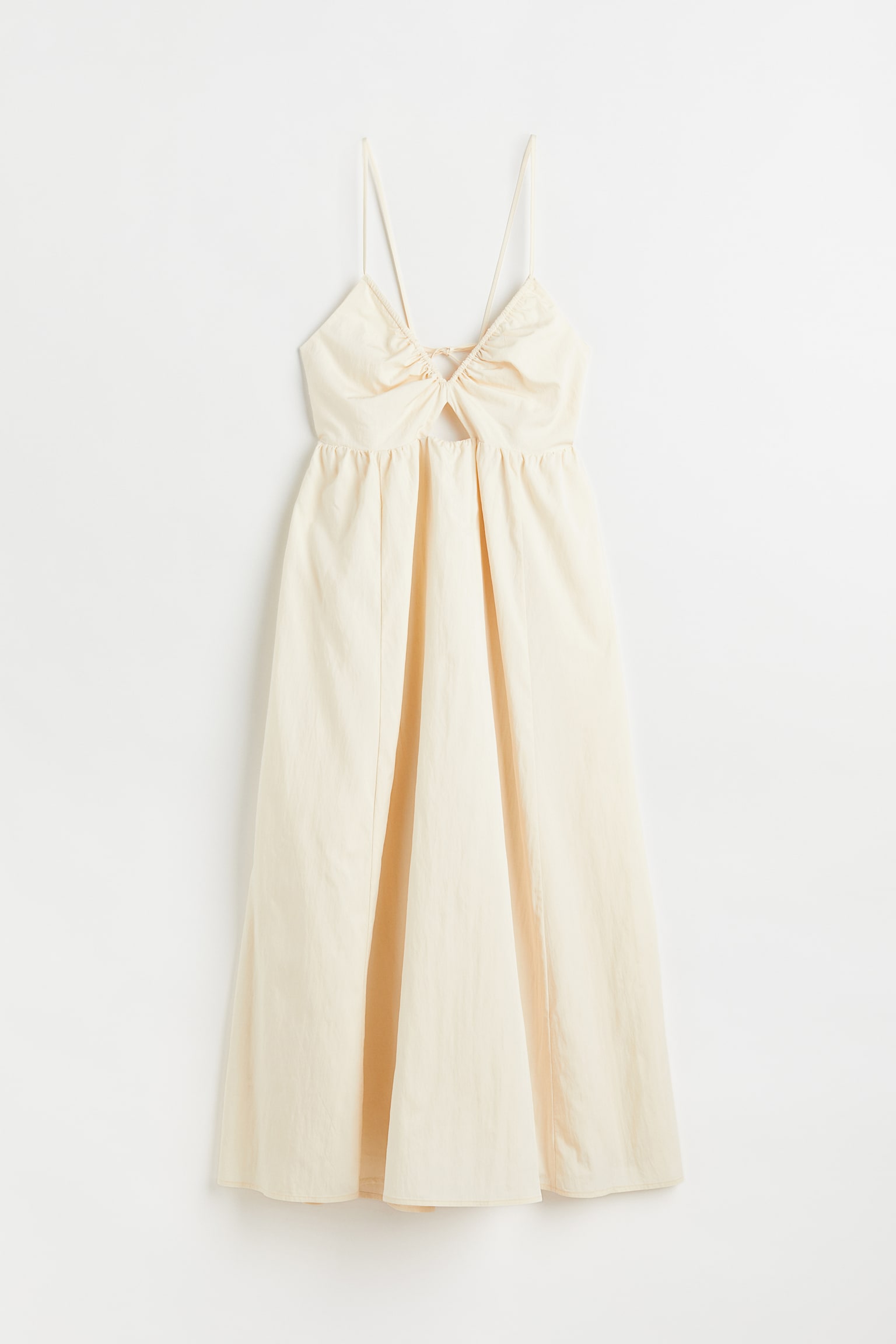 V-neck Drawstring Detail Dress - Cream - 1