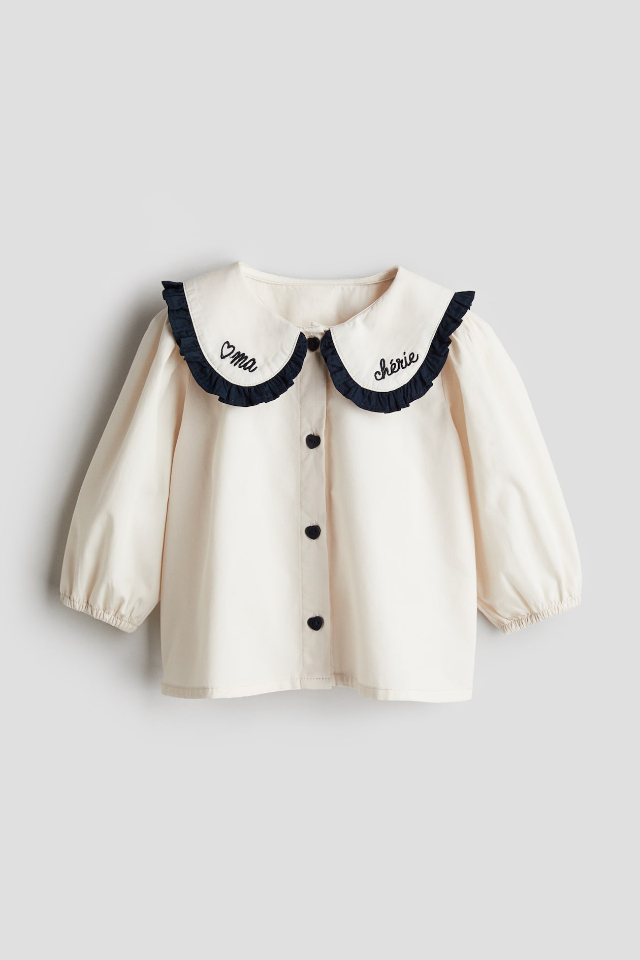 Cotton Blouse with Peter Pan Collar Cream/Ma chérie Kids H&M