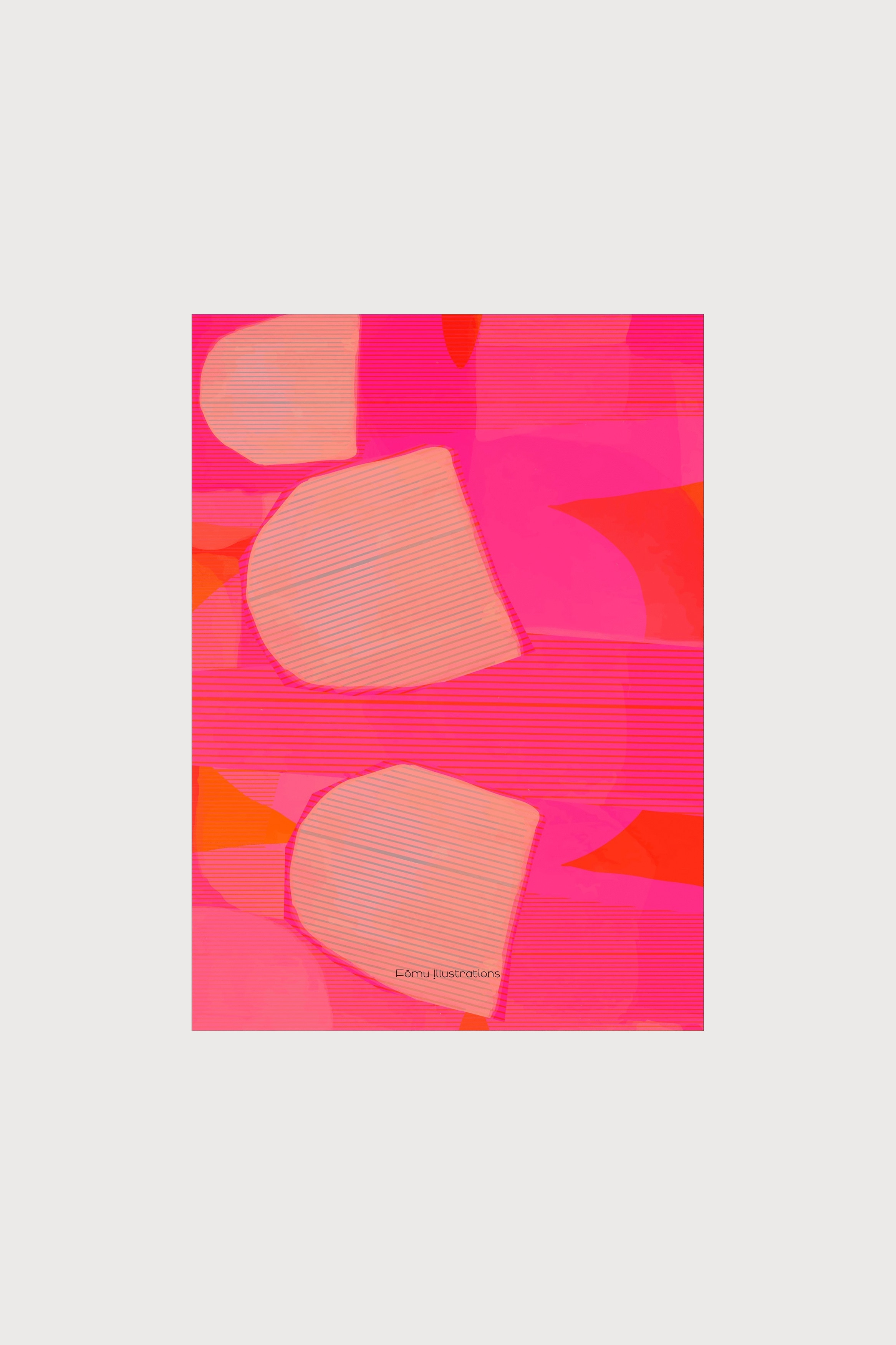 Fōmu Illustrations - Papercollage, Pink - Rosa