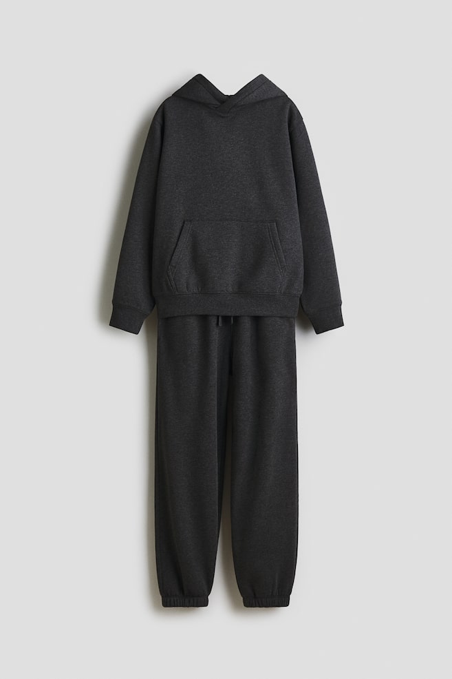 2-piece hoodie and joggers set - Dark grey marl - 1