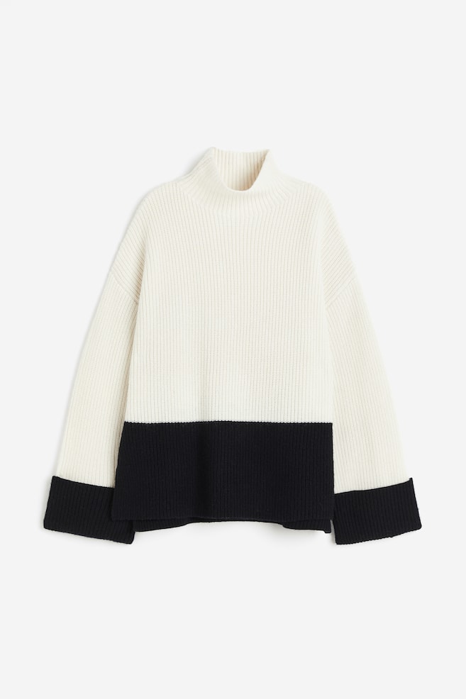 Oversized wool jumper - White/Block-coloured - 2