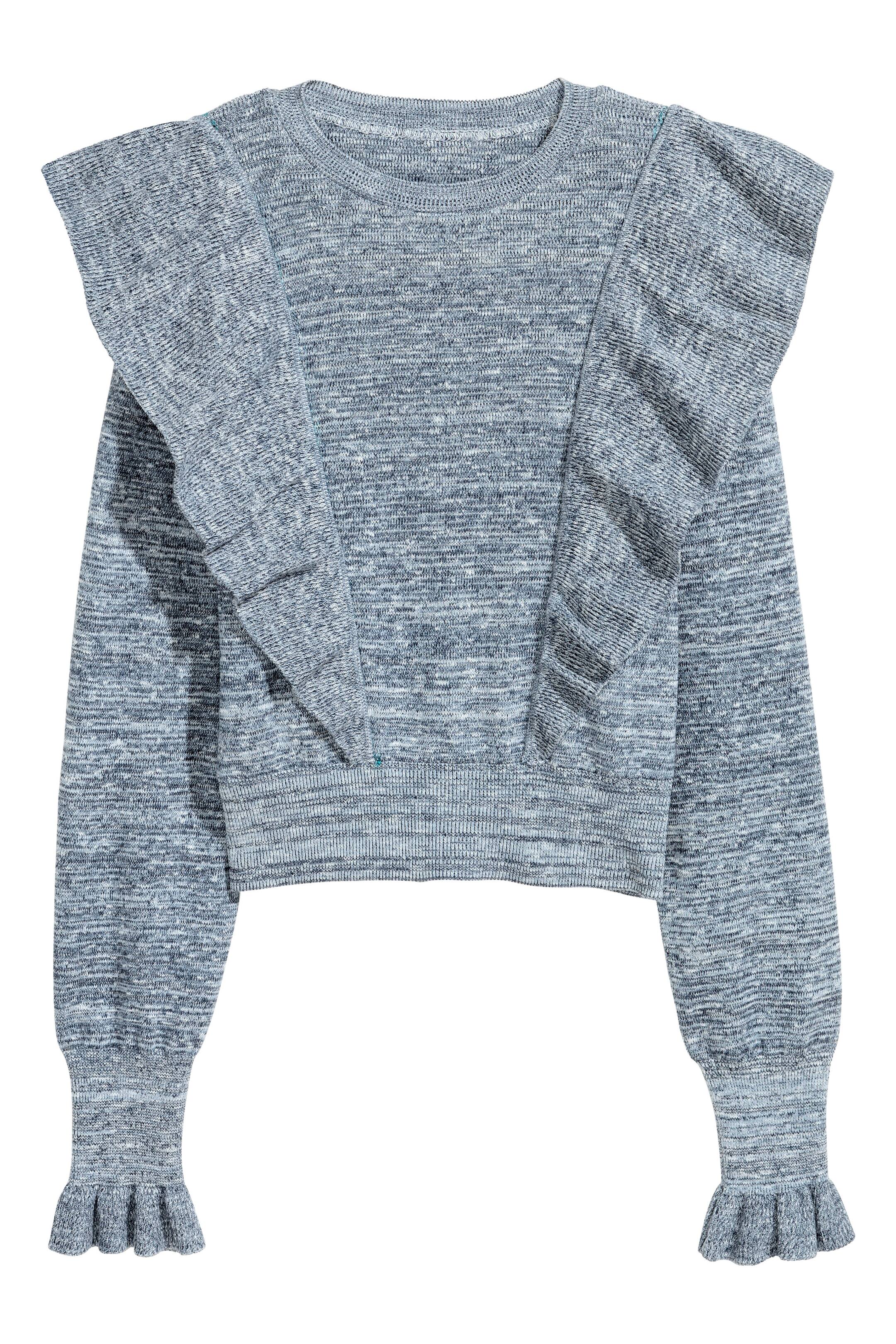 Agrandir l'image: Pull à volants - Bleu foncé chiné - FEMME | H&M FR 1