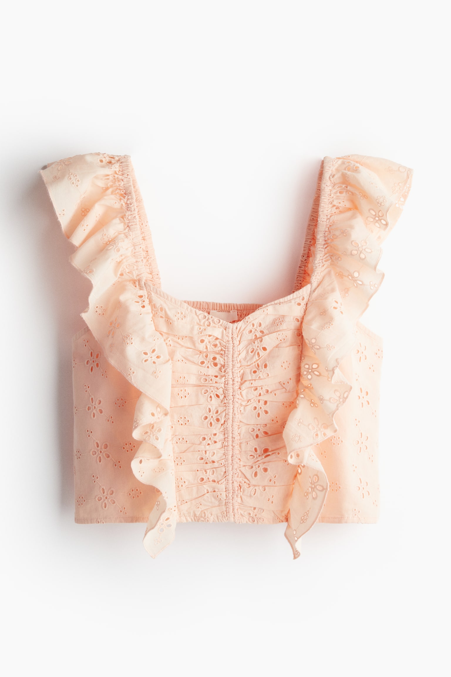 Cropped Broderie Anglaise Blouse - Powder pink - 2