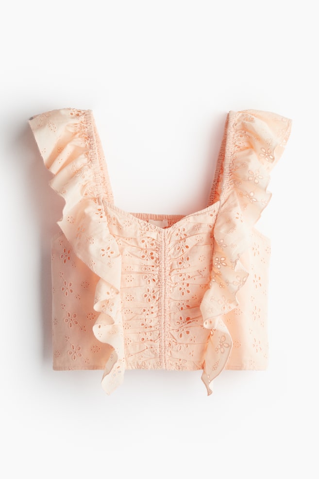 Cropped broderie anglaise blouse - Powder pink - 1
