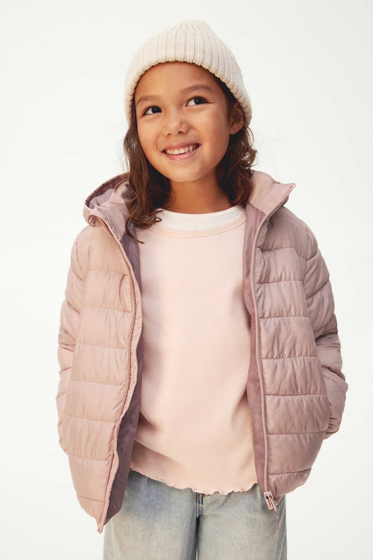 Water-repellent puffer jacket - Pink/Navy blue - 2