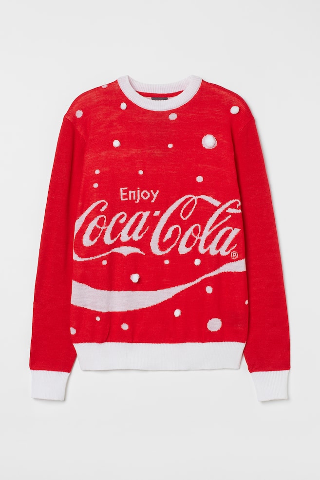 Pullover in Musterstrick - Rot/Coca-Cola - 1