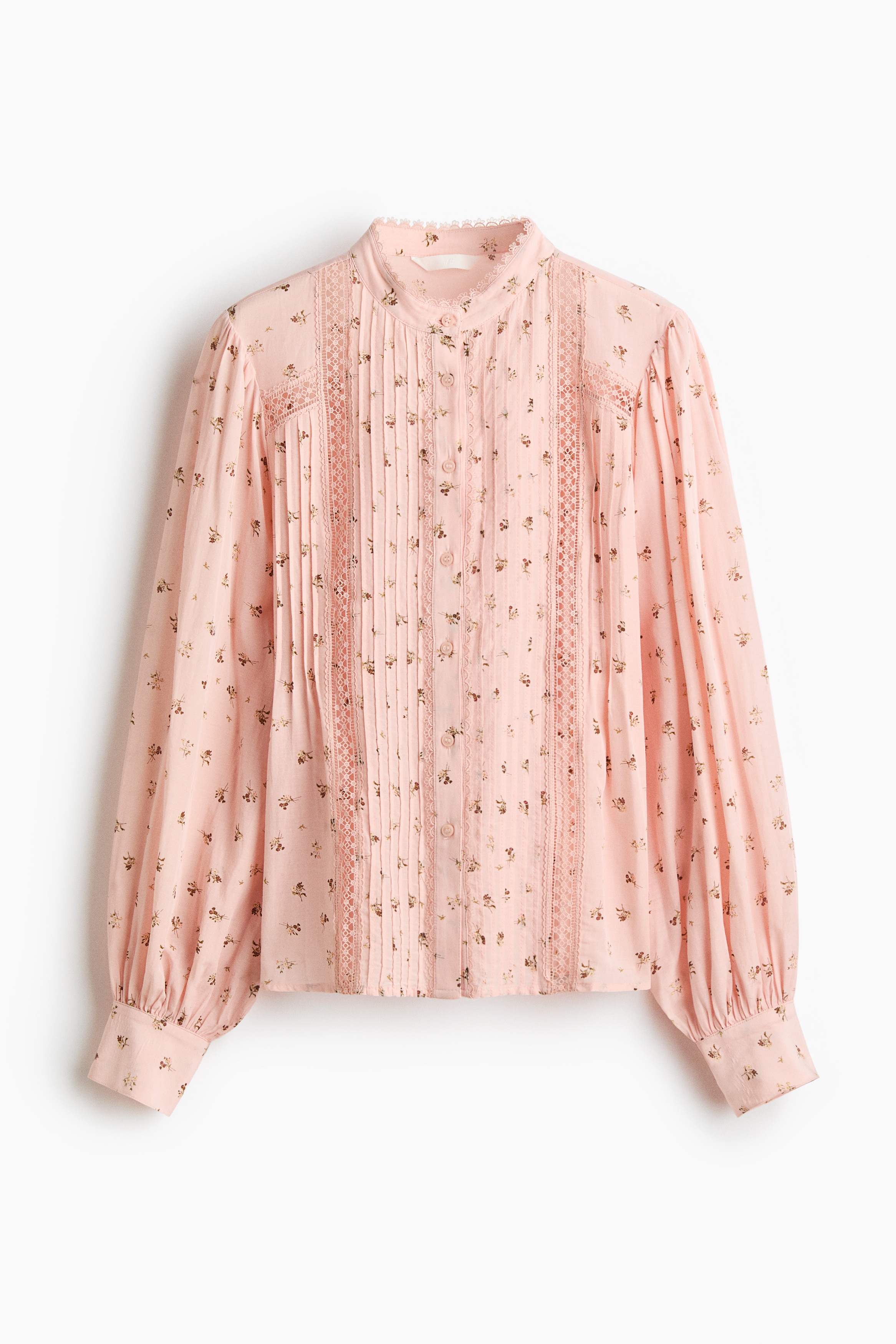 Lace-inset blouse - Light pink/Floral/White/Light blue