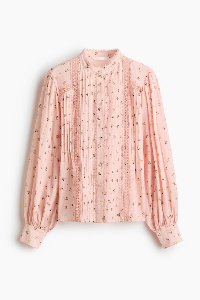 Blusa con inserciones de encaje - Rosa claro/Floral/Azul claro/Blanco - 1