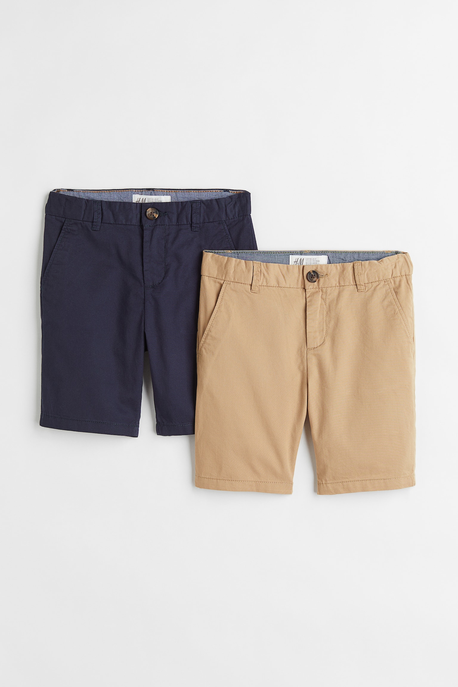 Shorts chino, lot de 2 - Bleu marine/beige