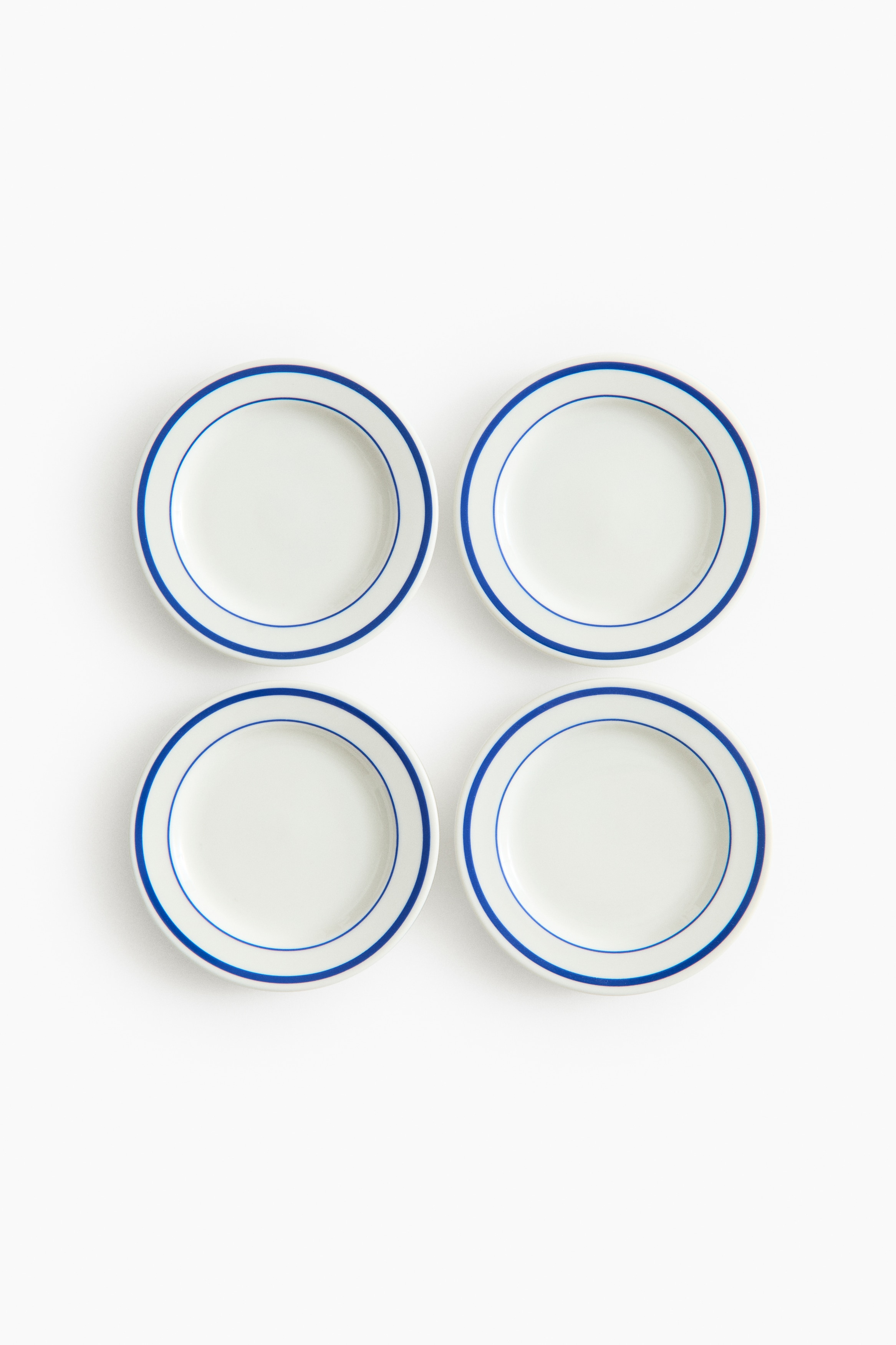 Lot de 4 mini assiettes en porcelaine - Blanc/bleu/Blanc/noir/Blanc/rouge
