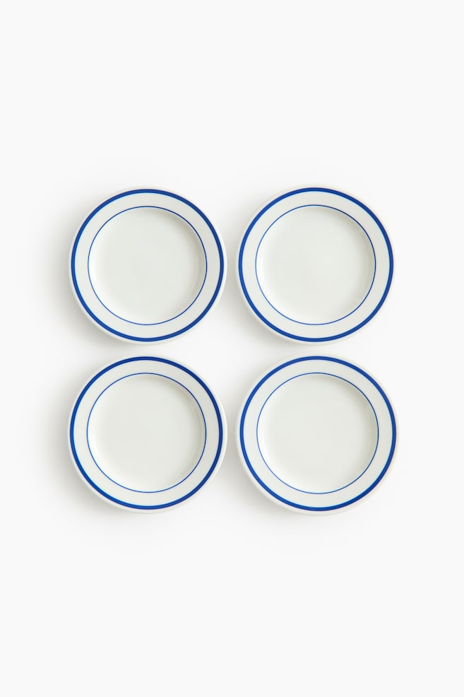 Porcelanowy talerzyk 4-pak - Biały/Niebieski/Biały/Czerwony/Biały/Czarny - 1