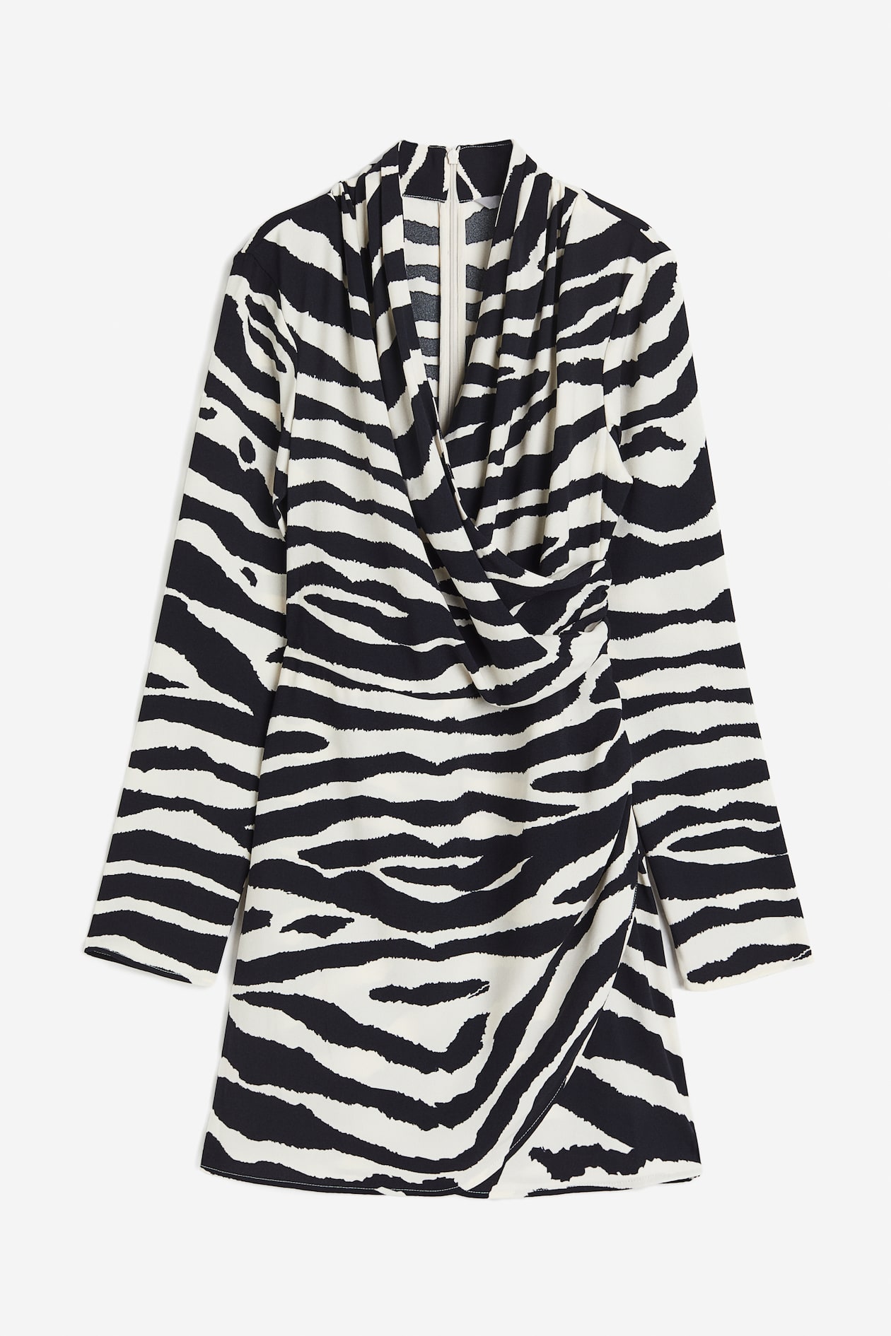Gedrapeerde overslagjurk Zwart/zebradessin DAMES H&M NL
