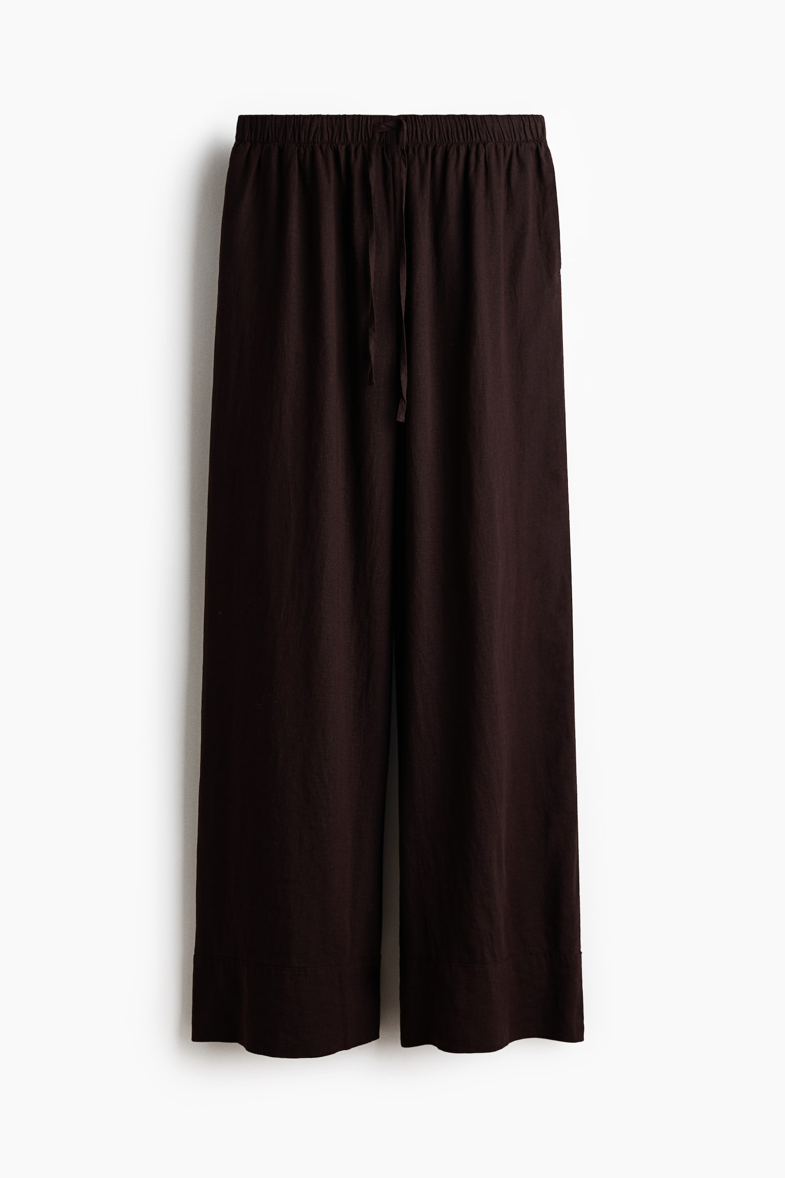 Weite Hose aus Leinengemisch - Dunkelbraun/Schwarz/Cremefarben/Hellbeige