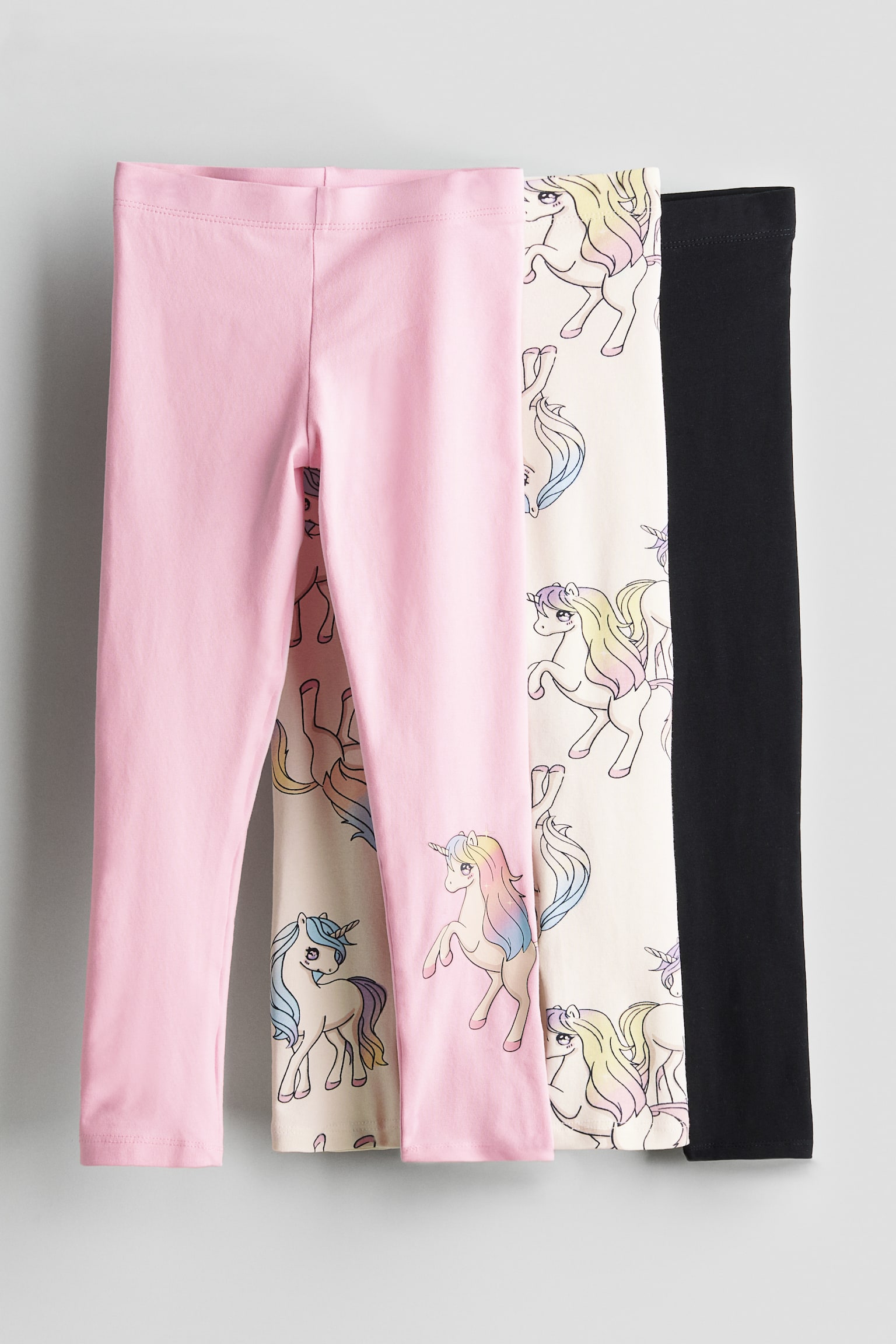 3-pack Jersey Leggings - Light pink/Unicorns/Light pink/Bunnies/Light pink/Strawberries - 1