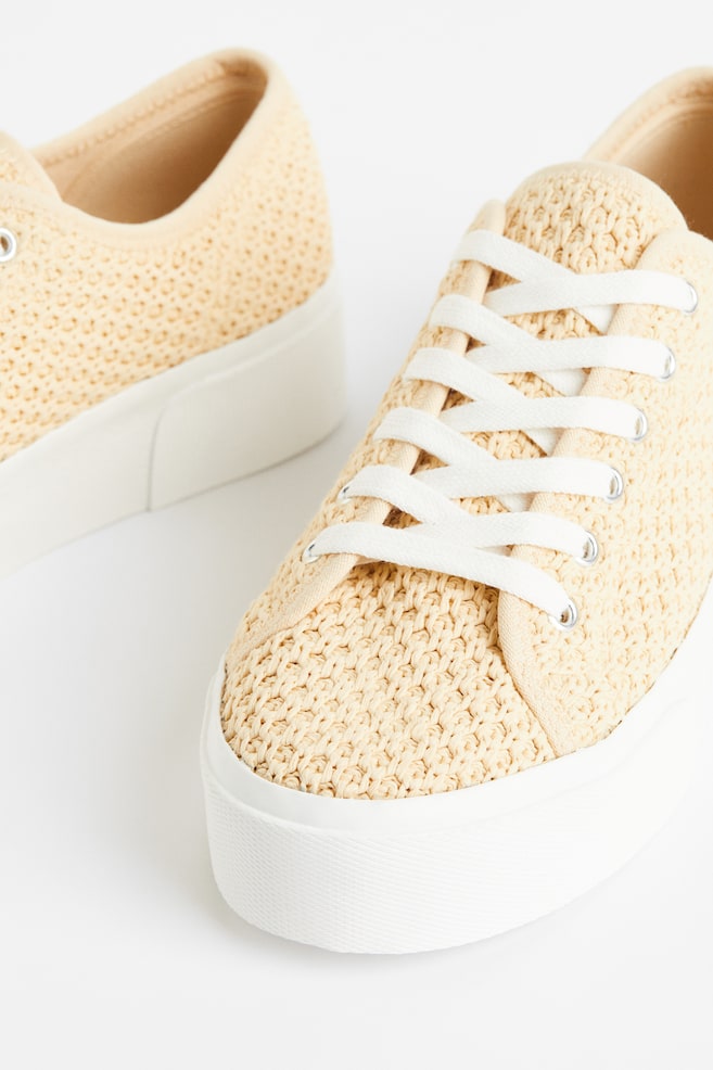 Crochet-look platform trainers - Beige/White - 2