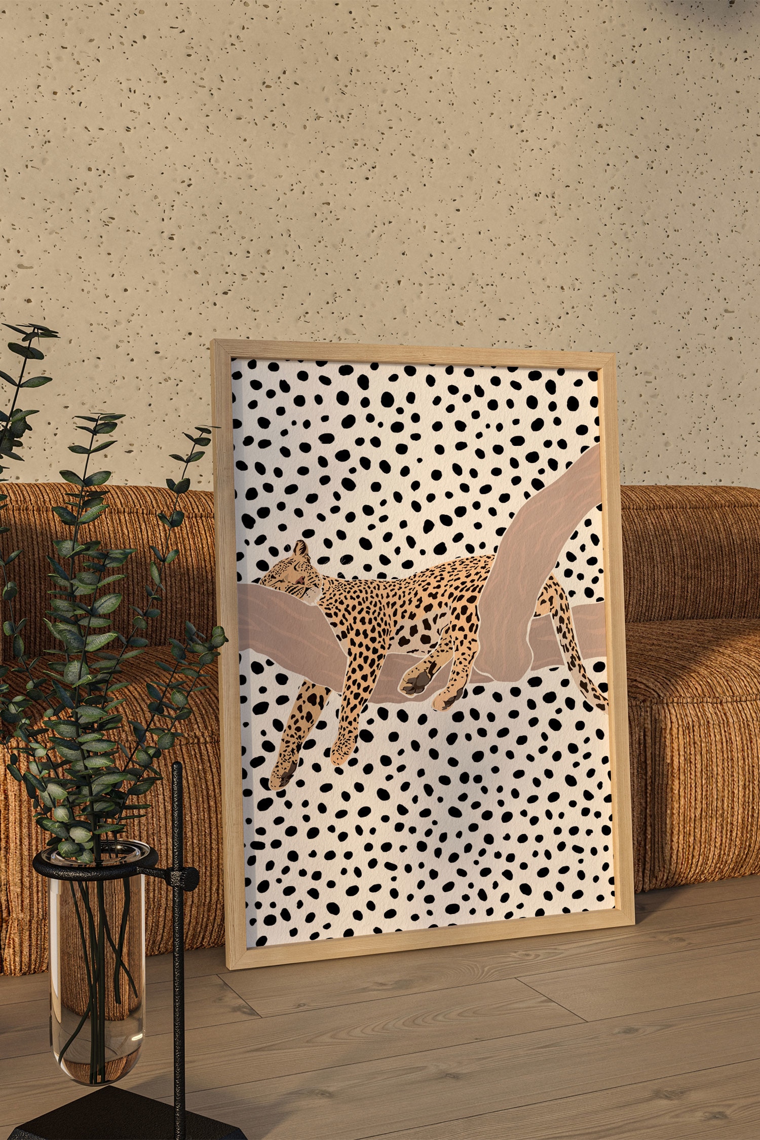 Sarah Manovski - Leopard Sleeping Polkadots - Mehrfarbig