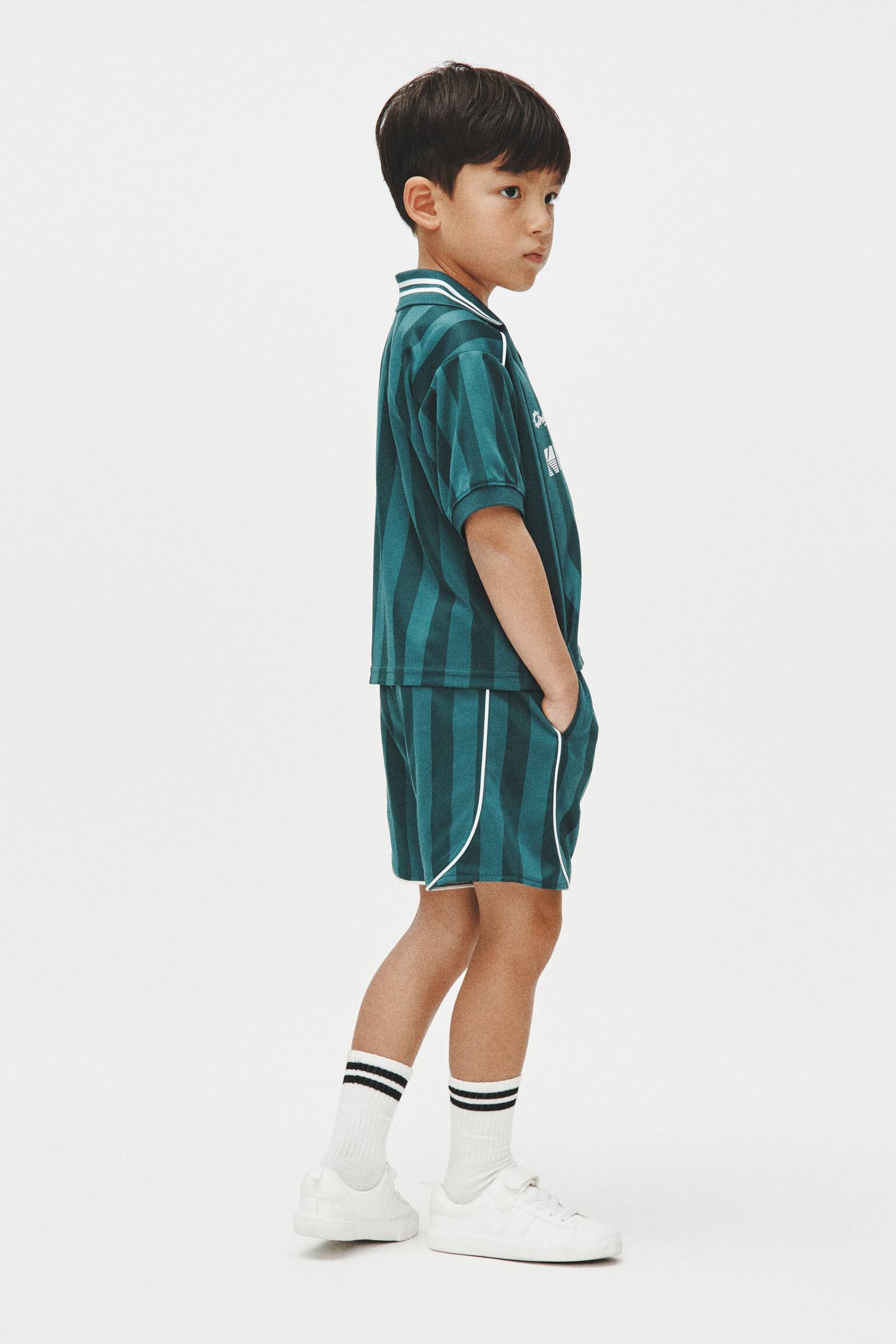 Print-motif mesh shorts-Dark green/Kodak - 5