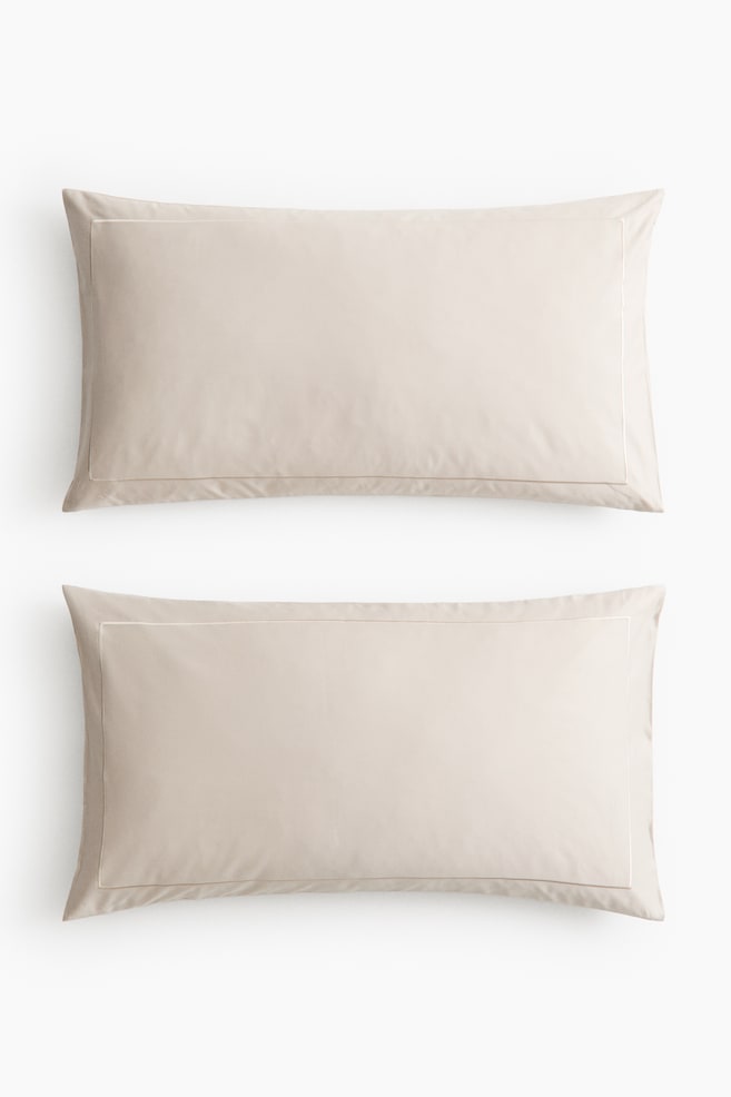 2-pack cotton sateen pillowcases - Light mole/Burgundy/White/Powder pink - 1