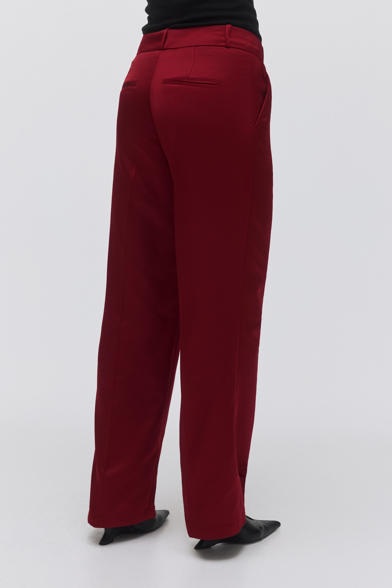 High-waisted tailored trousers - Dark red/Black/White - 4