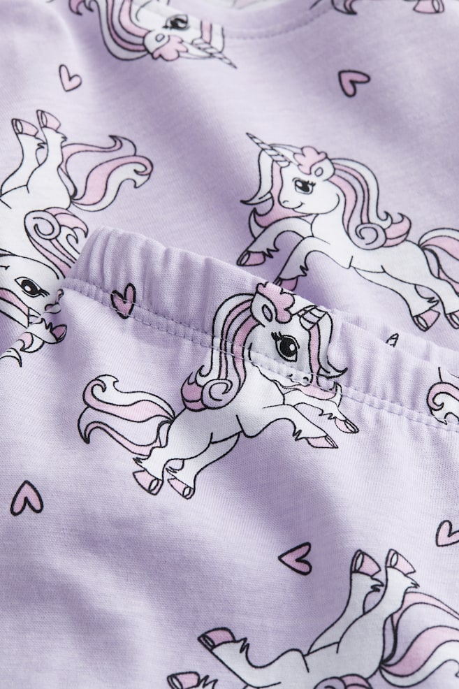 Pyjama en jersey de coton - Violet clair/licorne/Rose ancien clair/lapins/Rose foncé/cœurs - 2