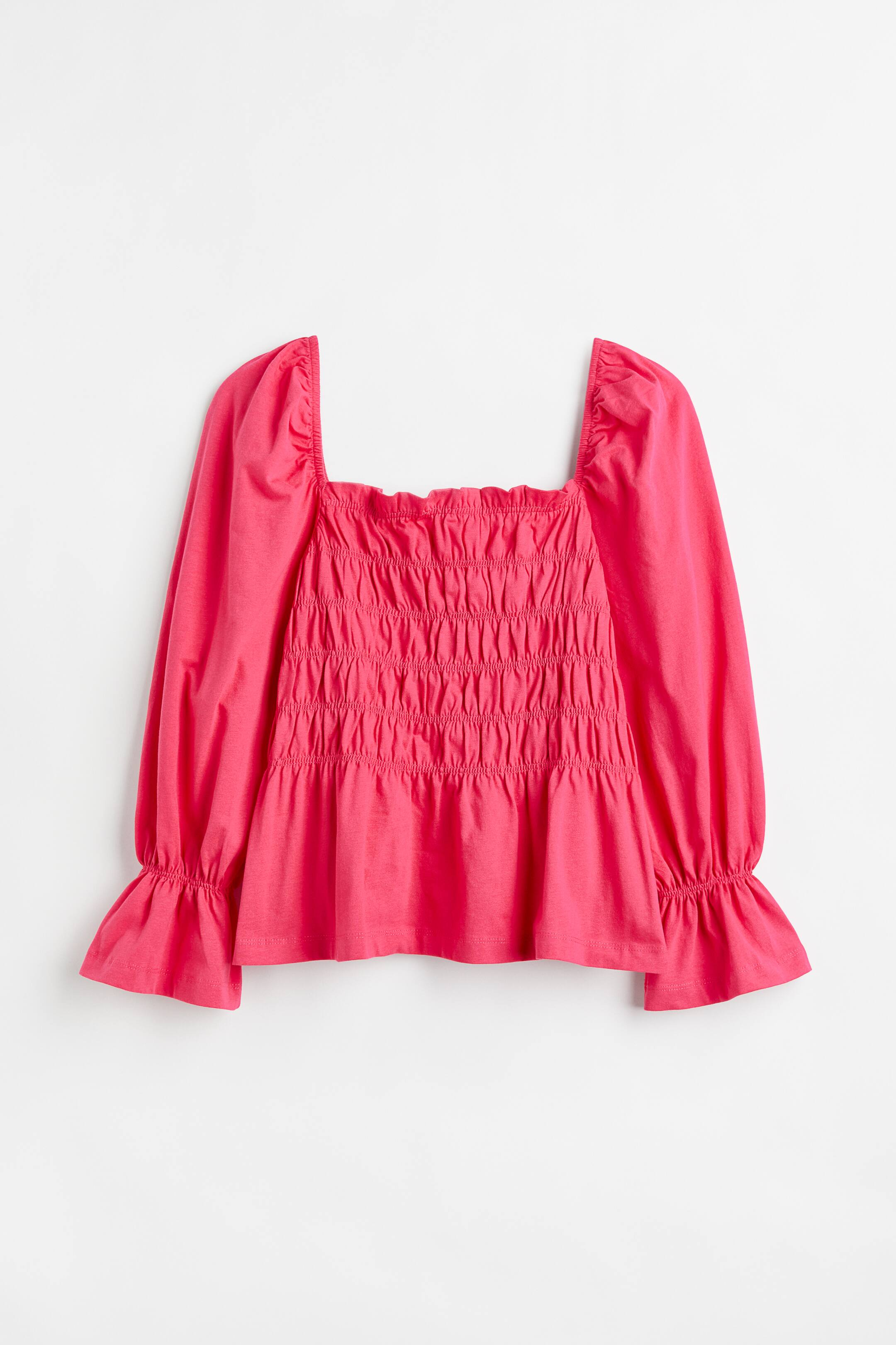 View larger image: H&M+ Smocked top - Cerise - Ladies | H&M 1