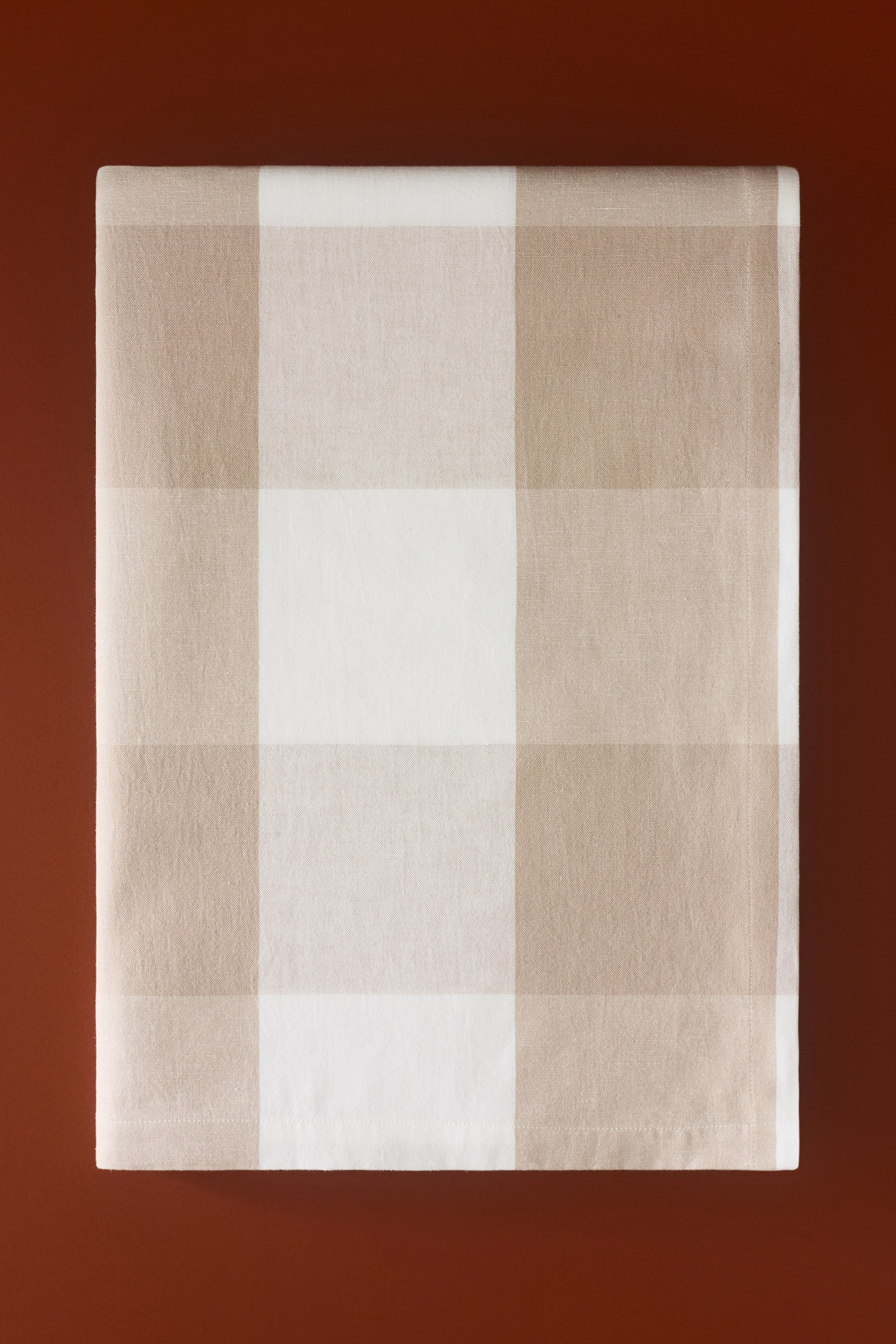 이미지 확대 보기: 리넨 블렌드 테이블클로스 - 베이지/깅엄 - Home All | H&M KR 1