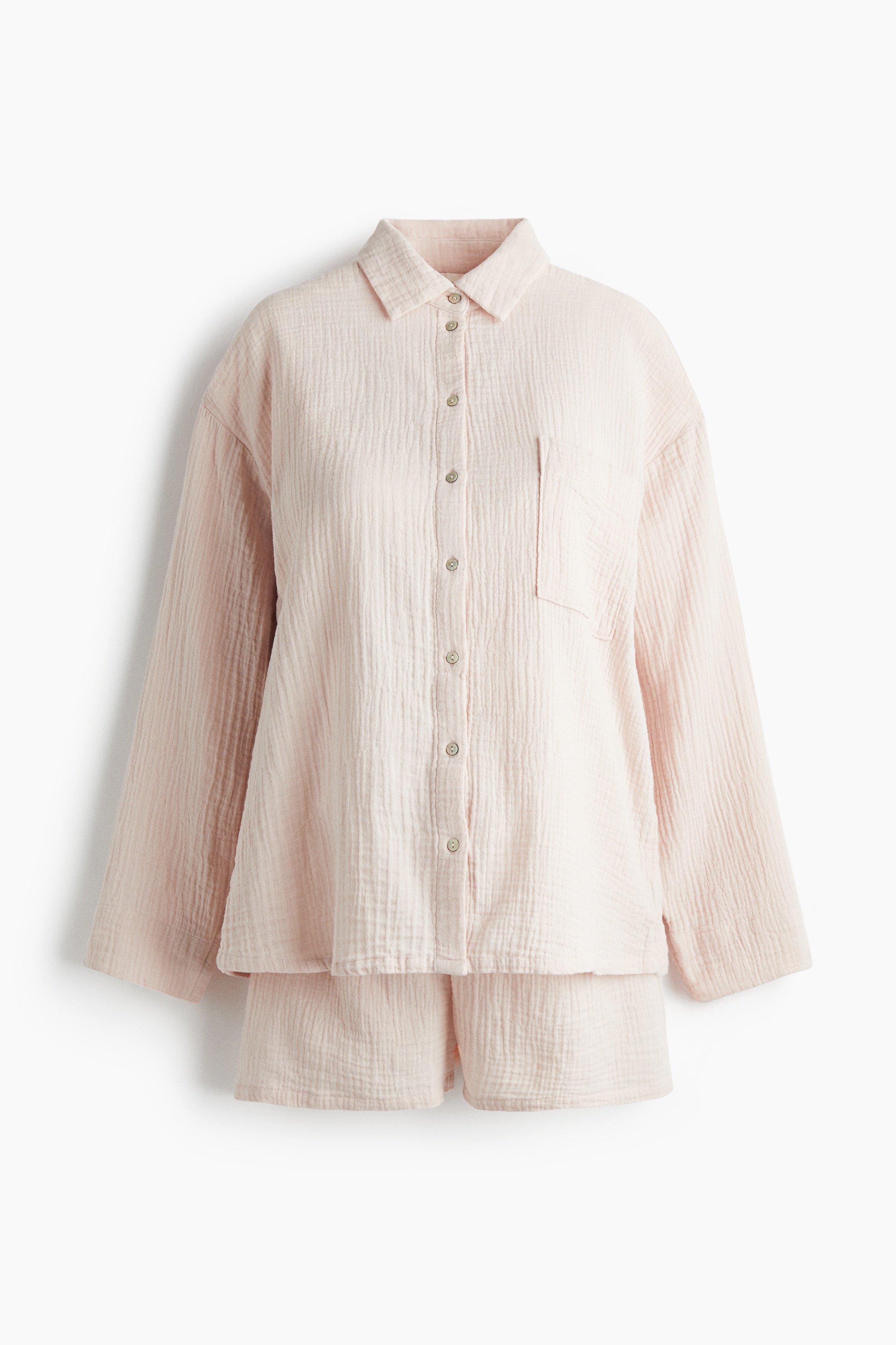 MAMA Pyjamas i muslin Before & After - Puderrosa/Ljus dimblå/Vit/Hjärtan/Vit/Rosablommig/Vit/Blå hjärtan