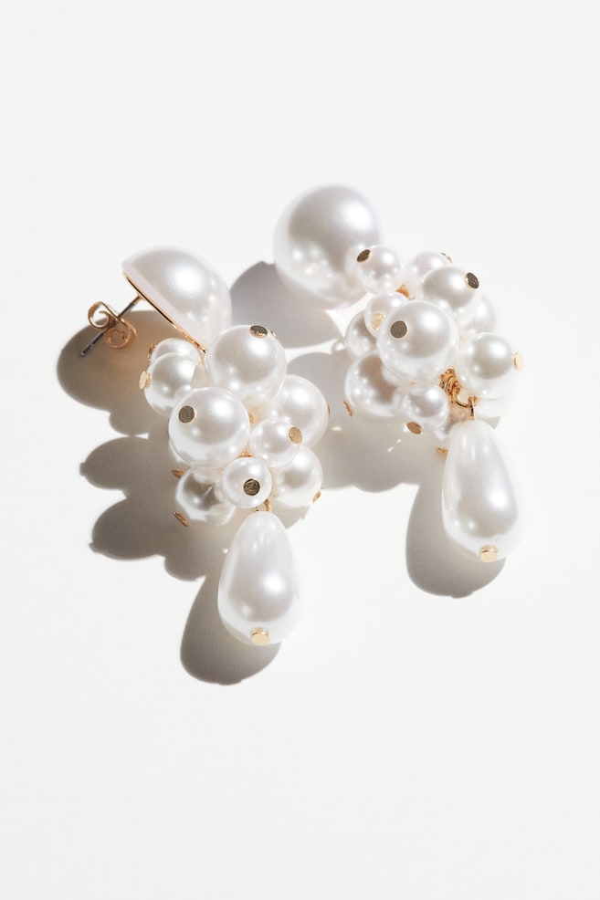 Pendant earrings - White/White/Gold-coloured - 1