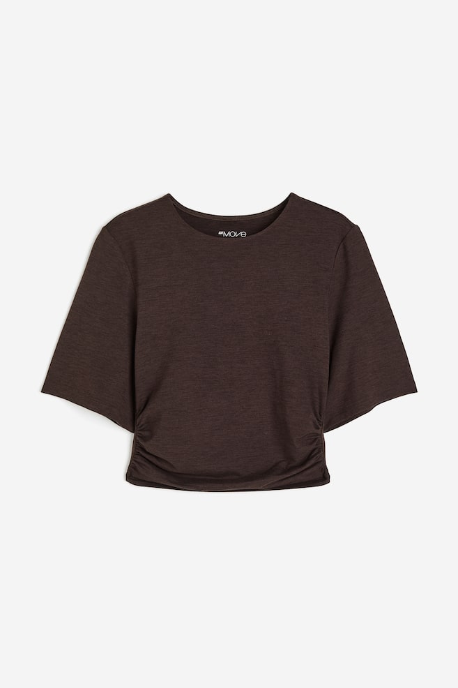 DryMove™ superblød trænings-T-shirt - Mørkebrun/Lysegråmeleret - 2