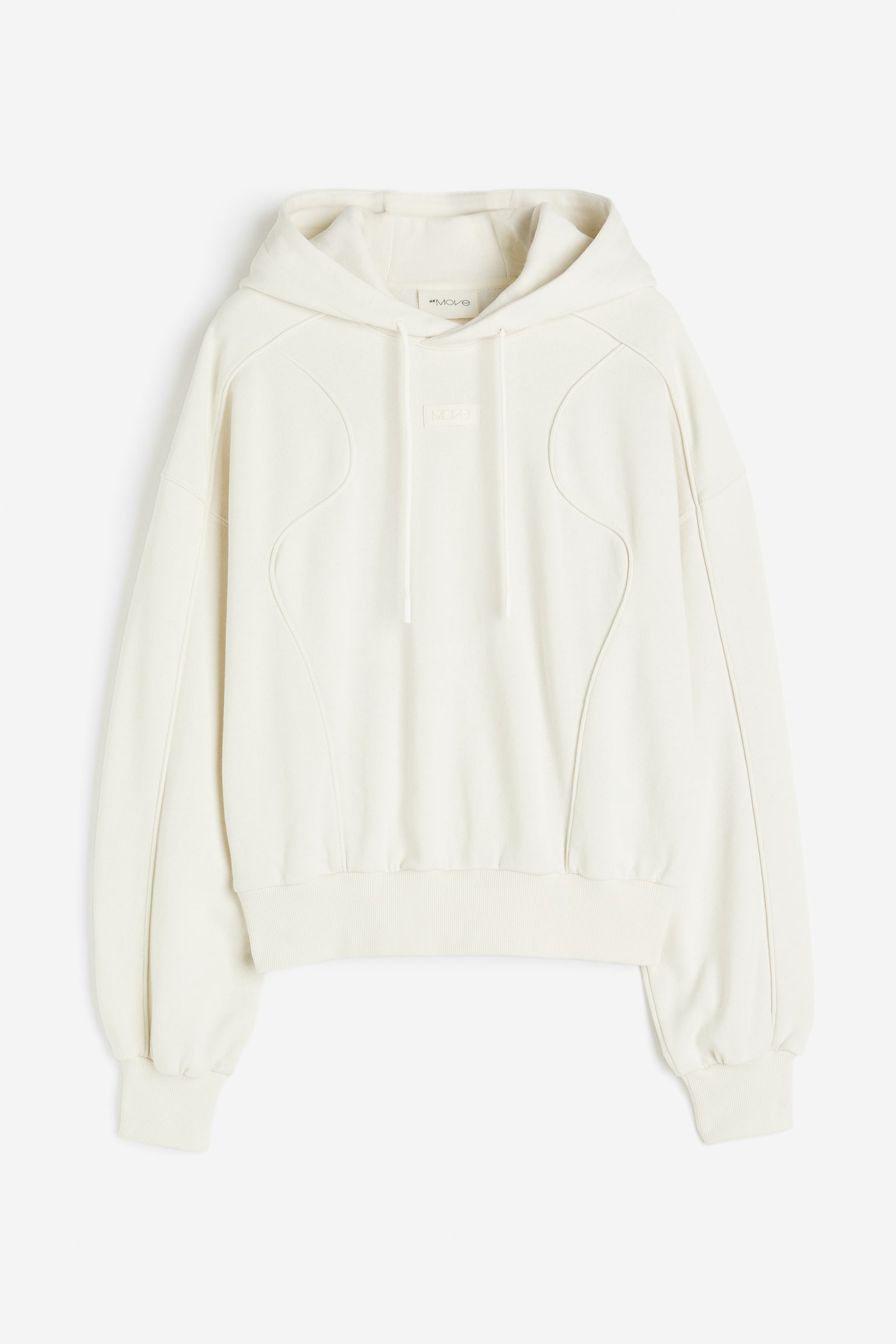 Piping Detail Activewear Hoodie In DryMove™ - Cream/Light grey marle/Black - 1