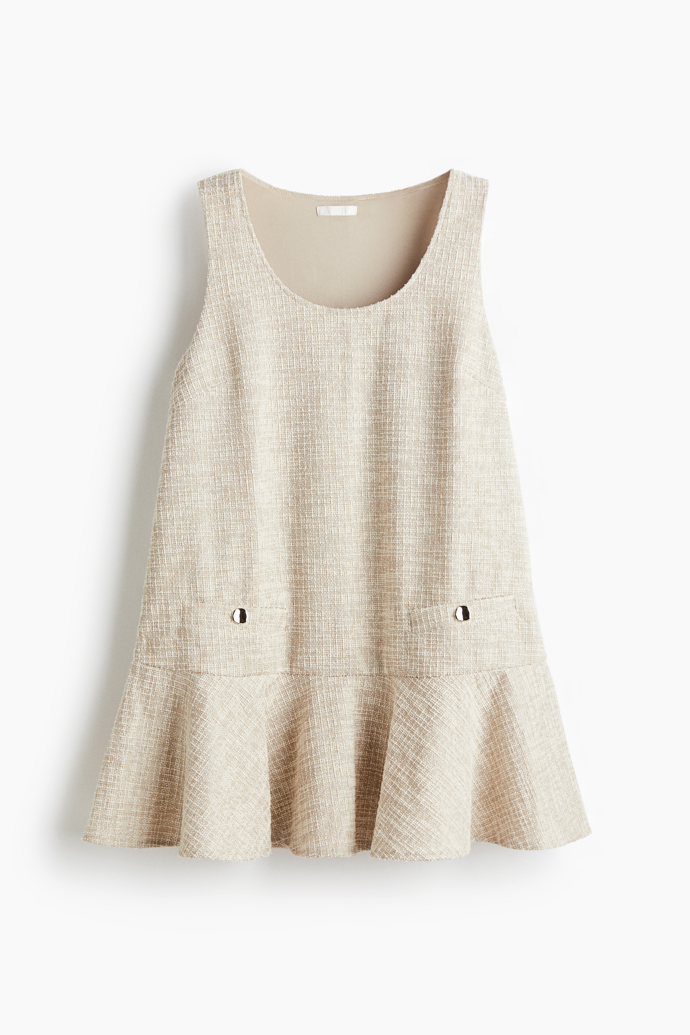 Jacquard-Weave Dress - Light beige/Black marl