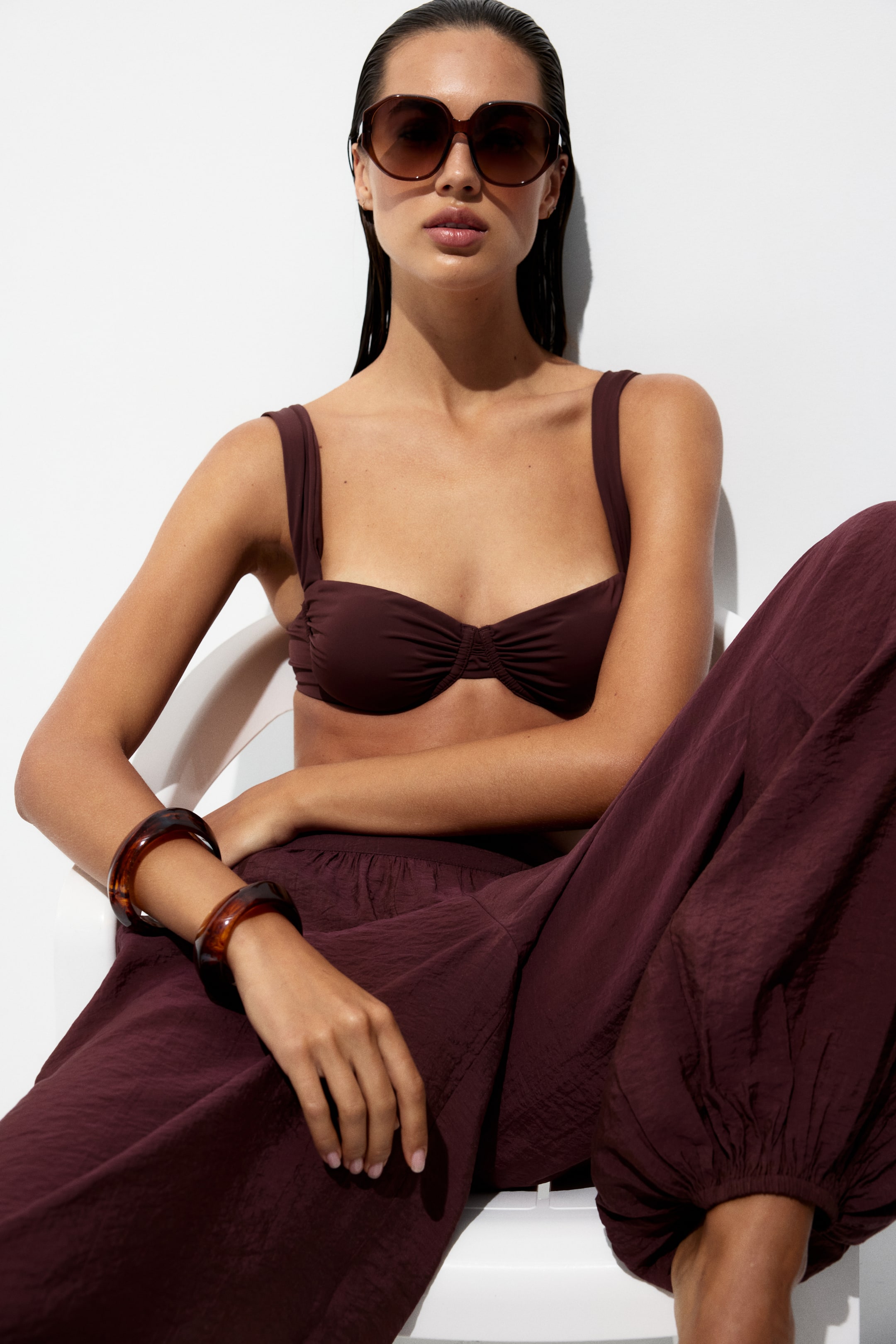 Größeres Bild anzeigen: Strandhose mit Balloon Leg - Weinrot - Ladies | H&M AT 1