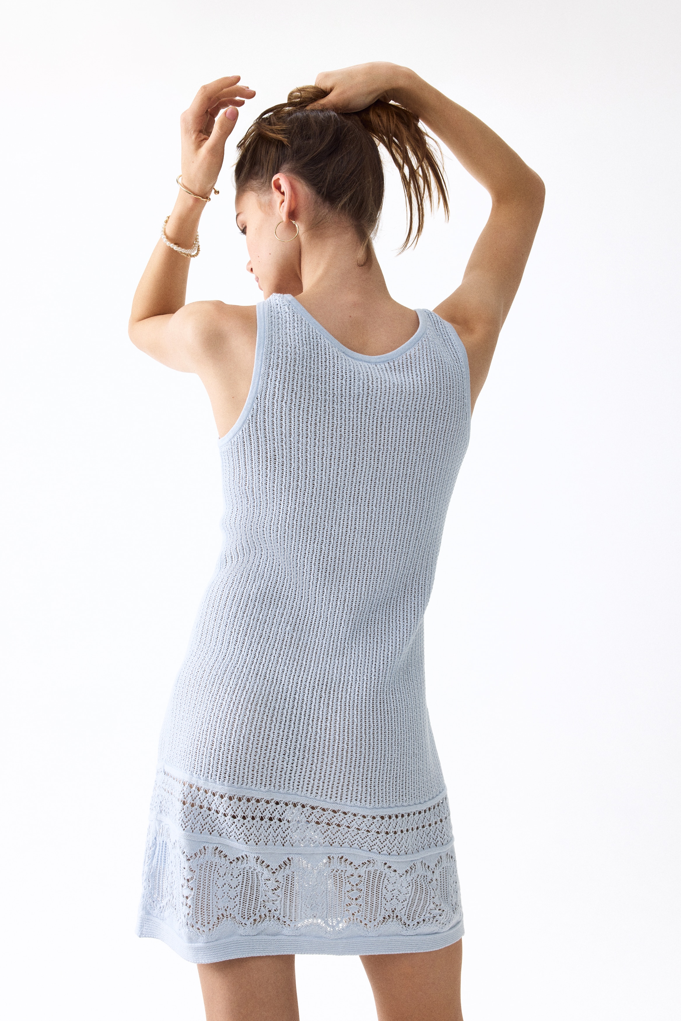 h&m blue knit dress Ladies - Navy Blue Rib-Knit Off-the-Shoulder Dress - Size: L