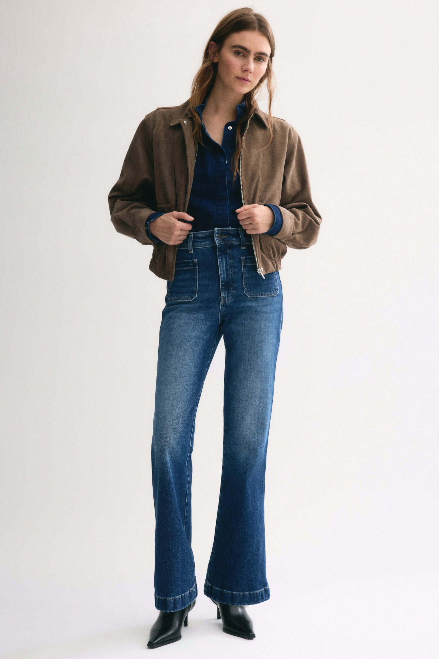 Flared High Jeans - Blu denim scuro/Bianco/Blu denim scuro/Rosa pesca/Marrone/leopardato/Blu denim scuro/Blu denim/Bianco - 3