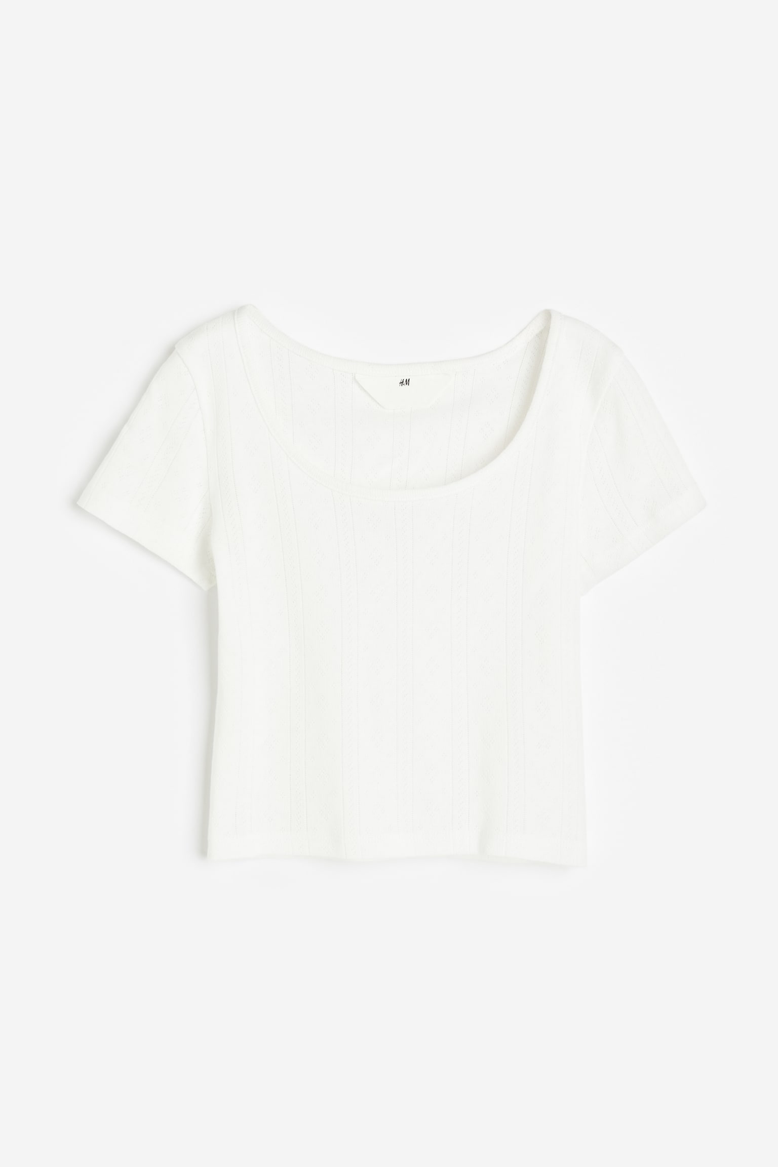 Pointelle jersey top - White/Black - 1