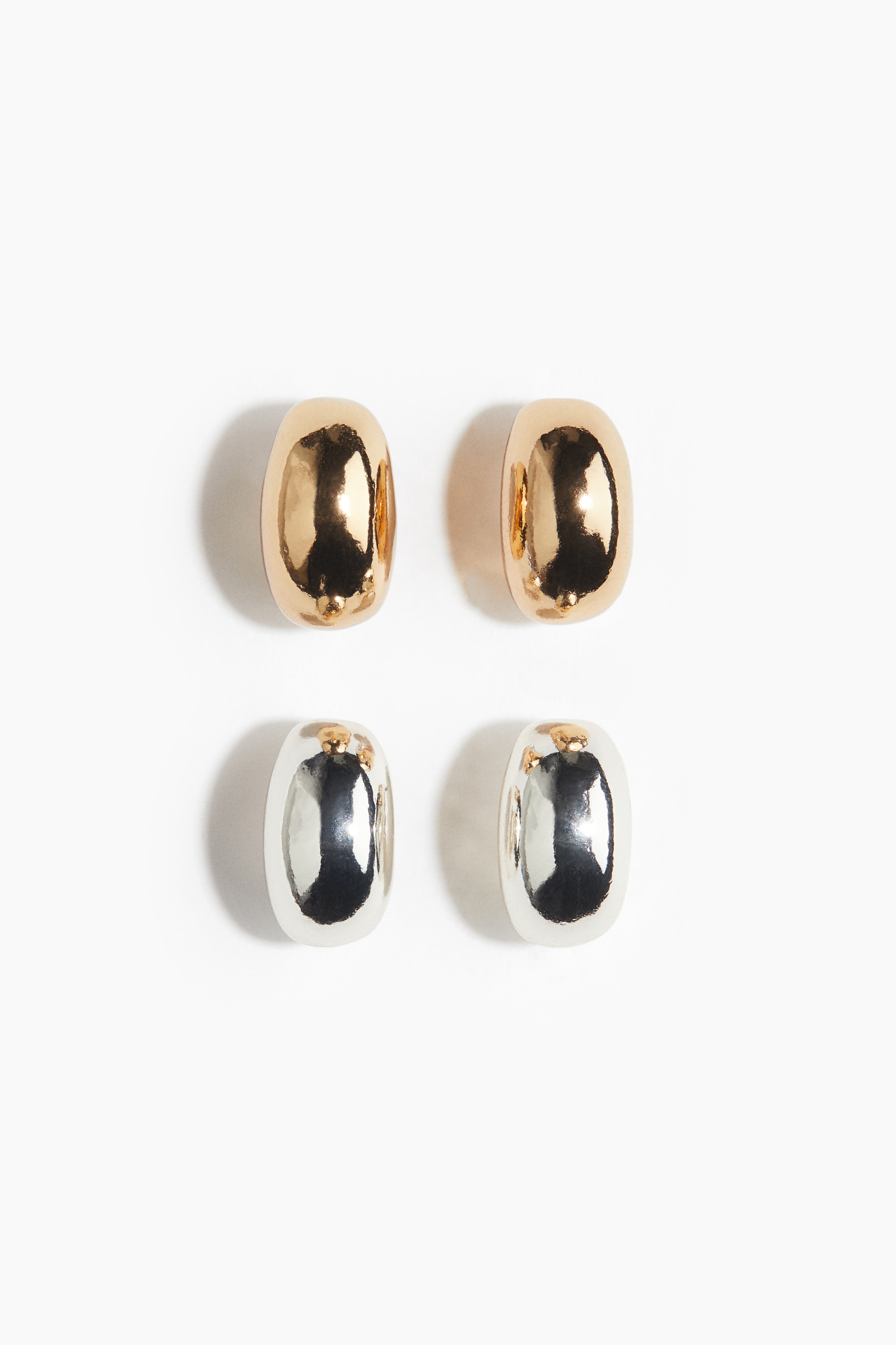2 pairs Dome Earrings - Gold colour/Silver colour