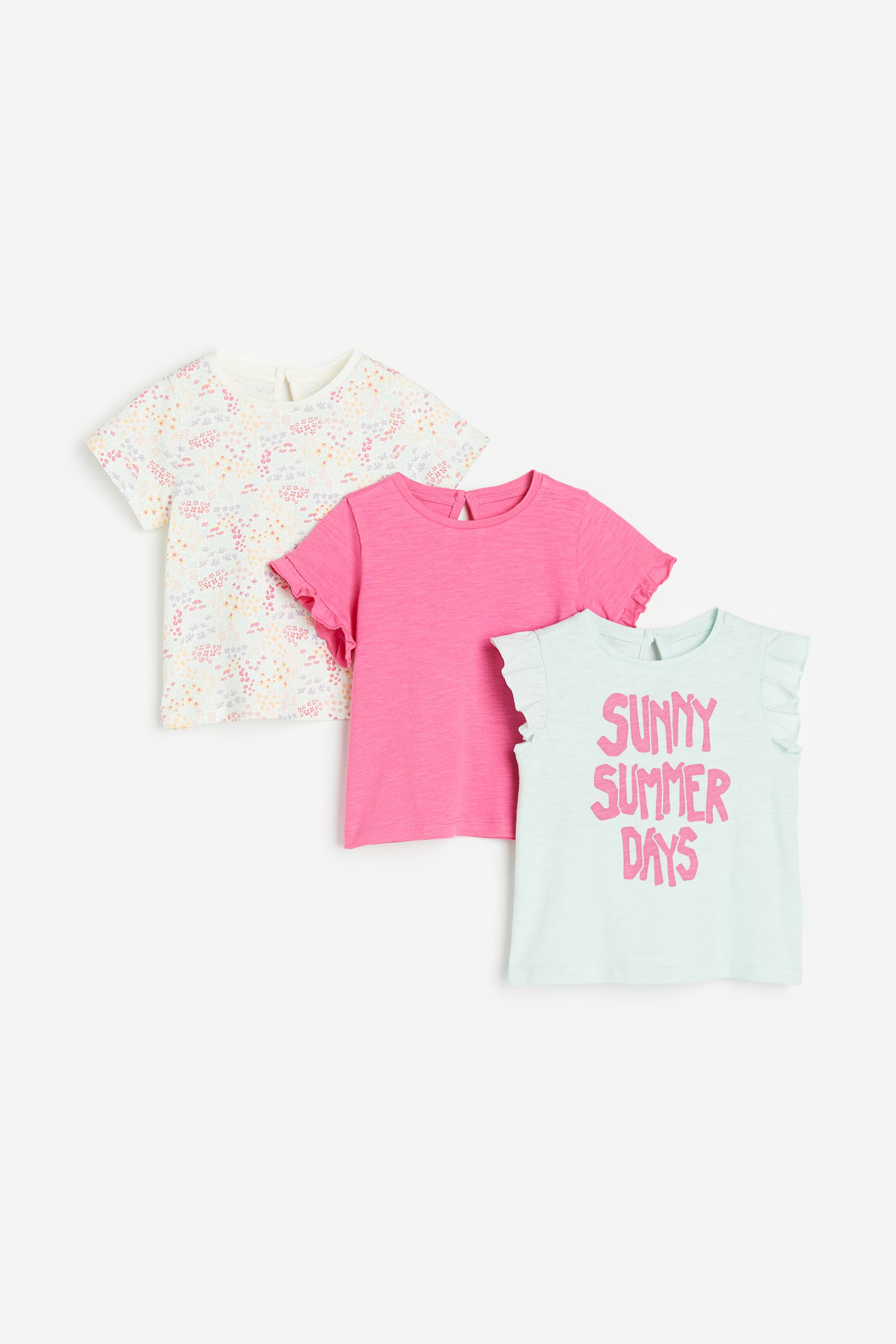 View larger image: 3-pack cotton tops - White/Floral - Kids | H&M HK 1