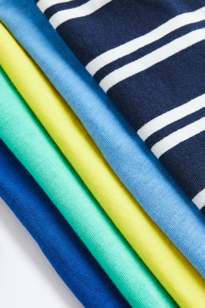 5-pack long-sleeved T-shirts - Dark blue/Turquoise/Yellow/Bright blue/Grey/Bright blue/Blue/Dark green/Light green - 3