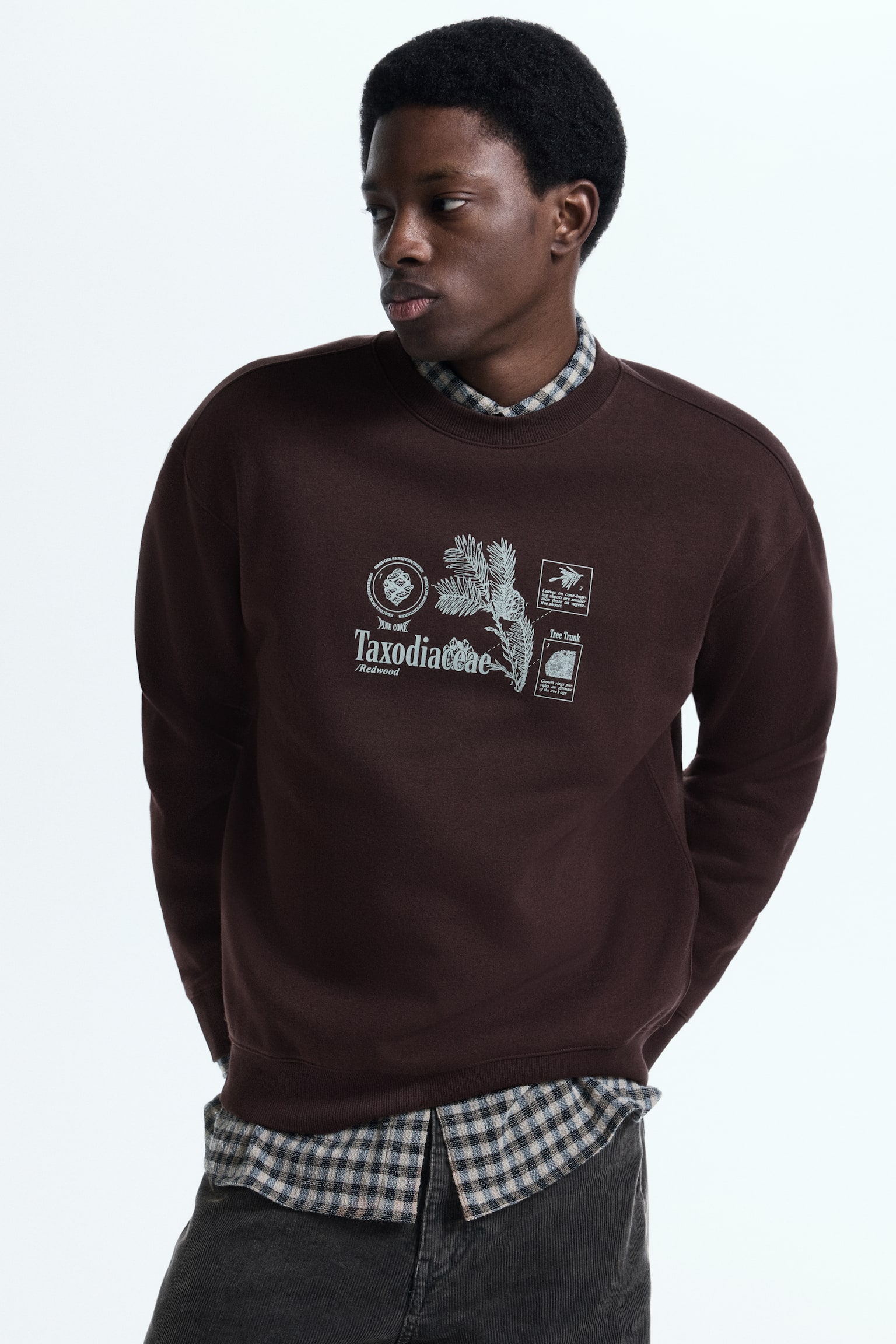 Nyomott mintás melegítőfelső Loose Fit - Sötétbarna/Taxodiaceae/Fehér/növények/Fekete/Karma Alarm/Fekete/Star MMX - 4