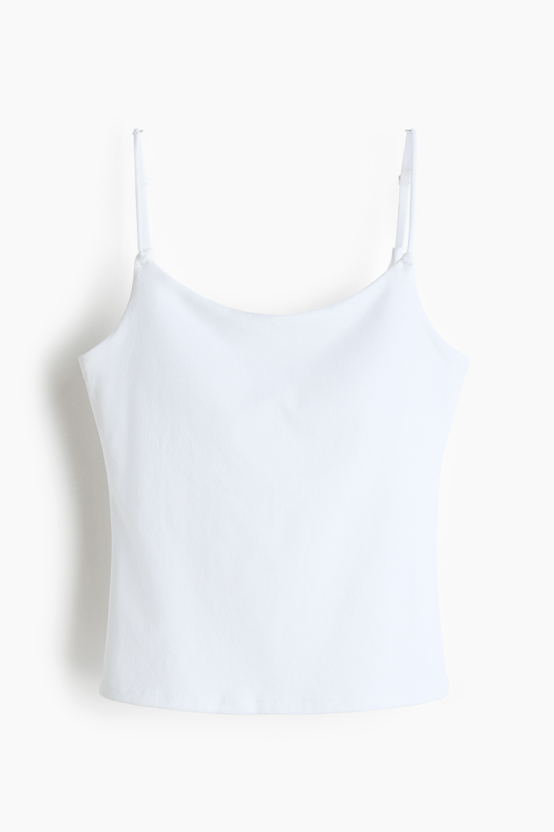 Integral-bra cotton strappy top - White/Black/Grey marl