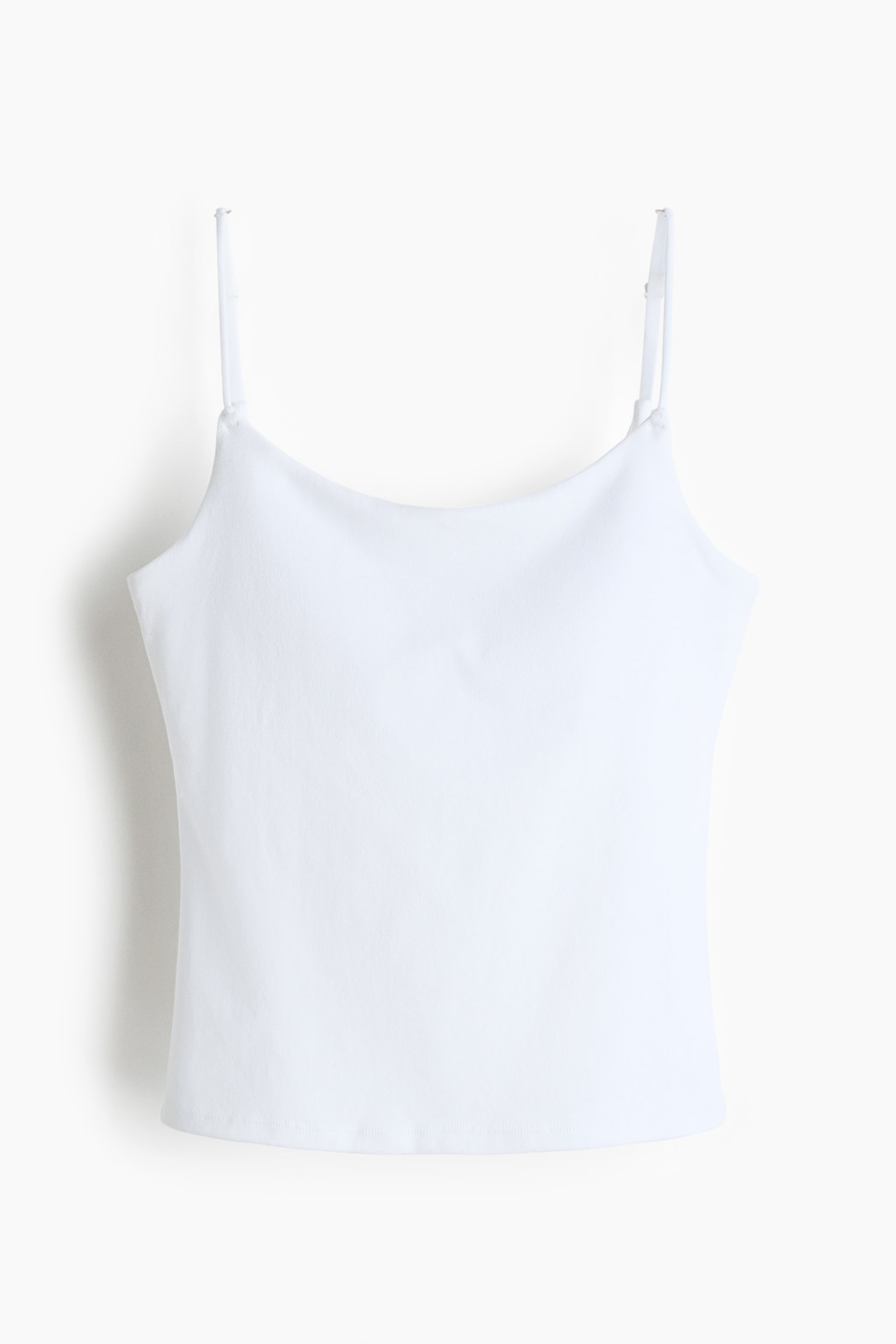 Integral-bra cotton strappy top - White/Black/Grey marl