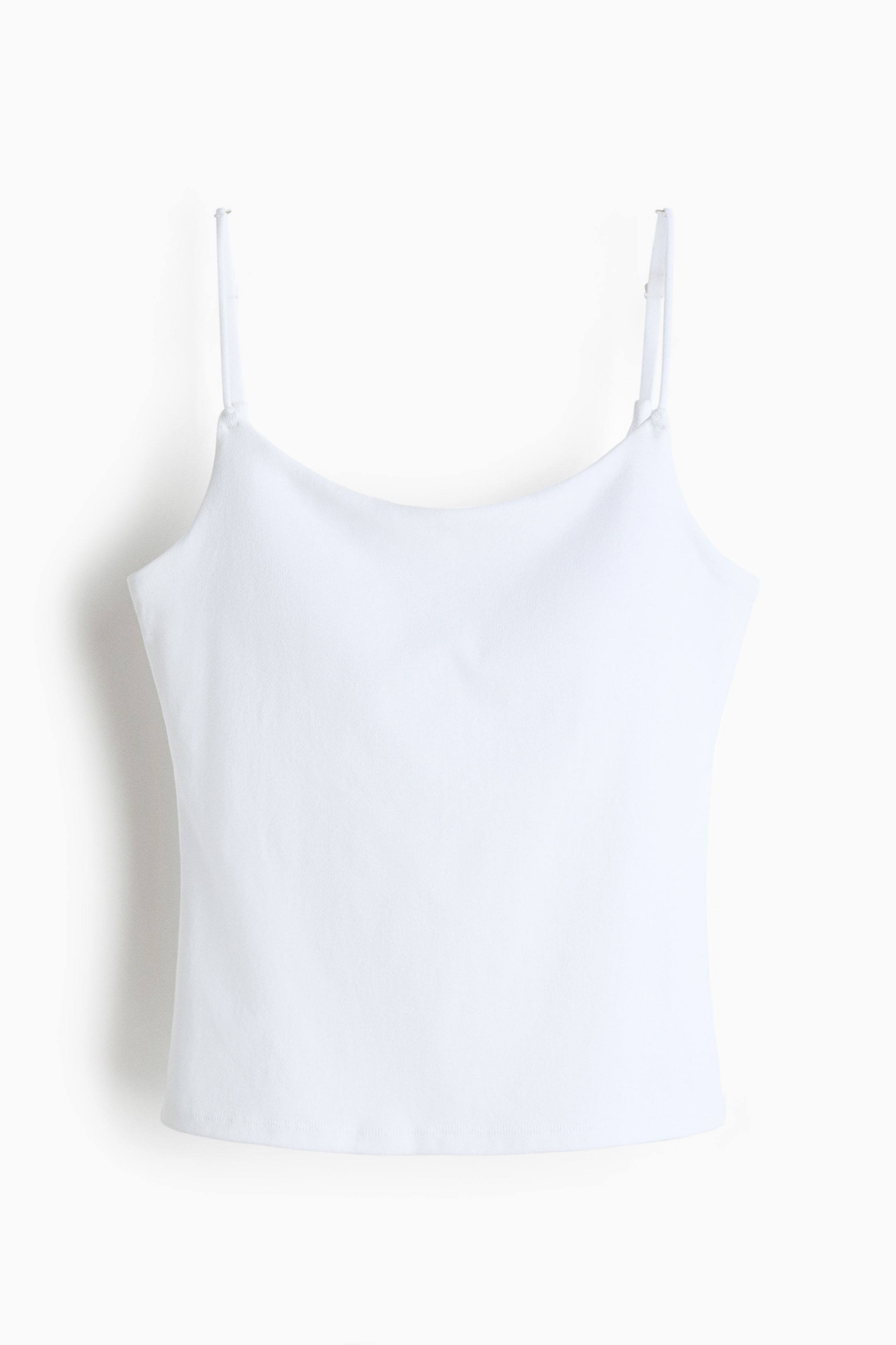 이미지 확대 보기: Integral-bra cotton strappy top - White - 여성 | H&M KR 1