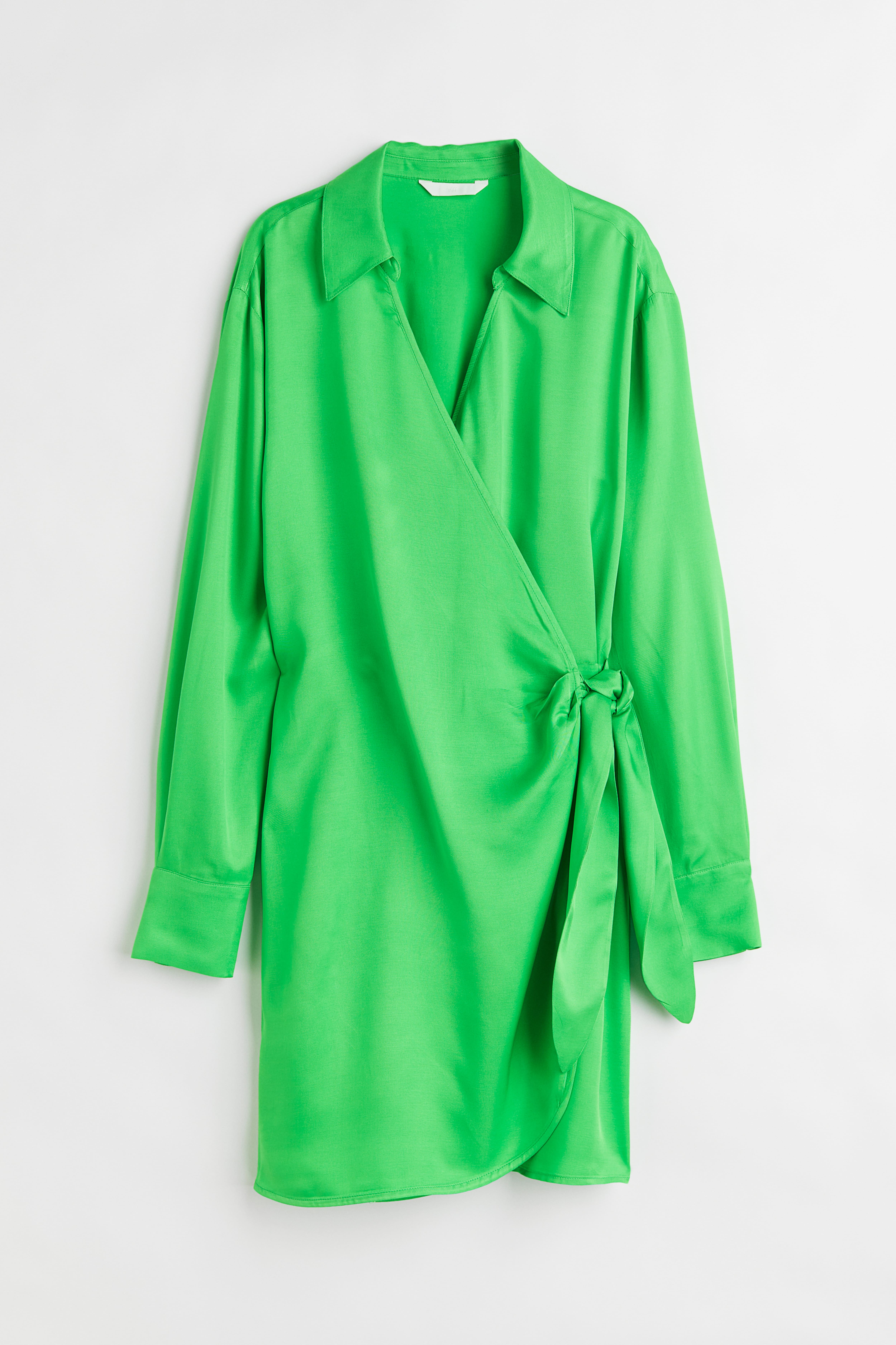 H&m green shirt dress best sale