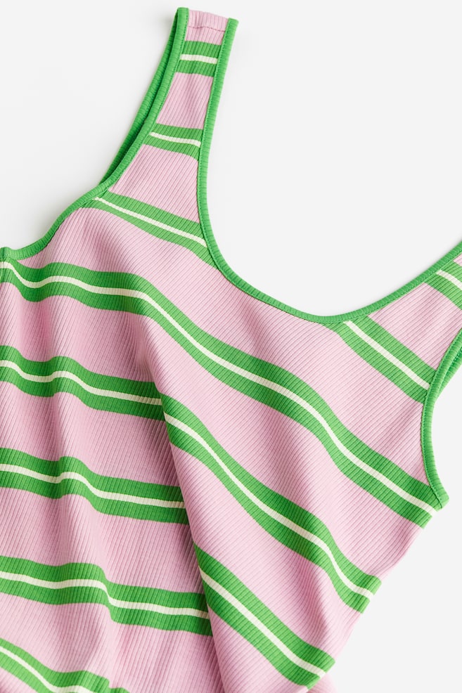 Ribbed dress - Light pink/Green striped/Light grey marl/Light greige/Striped - 4