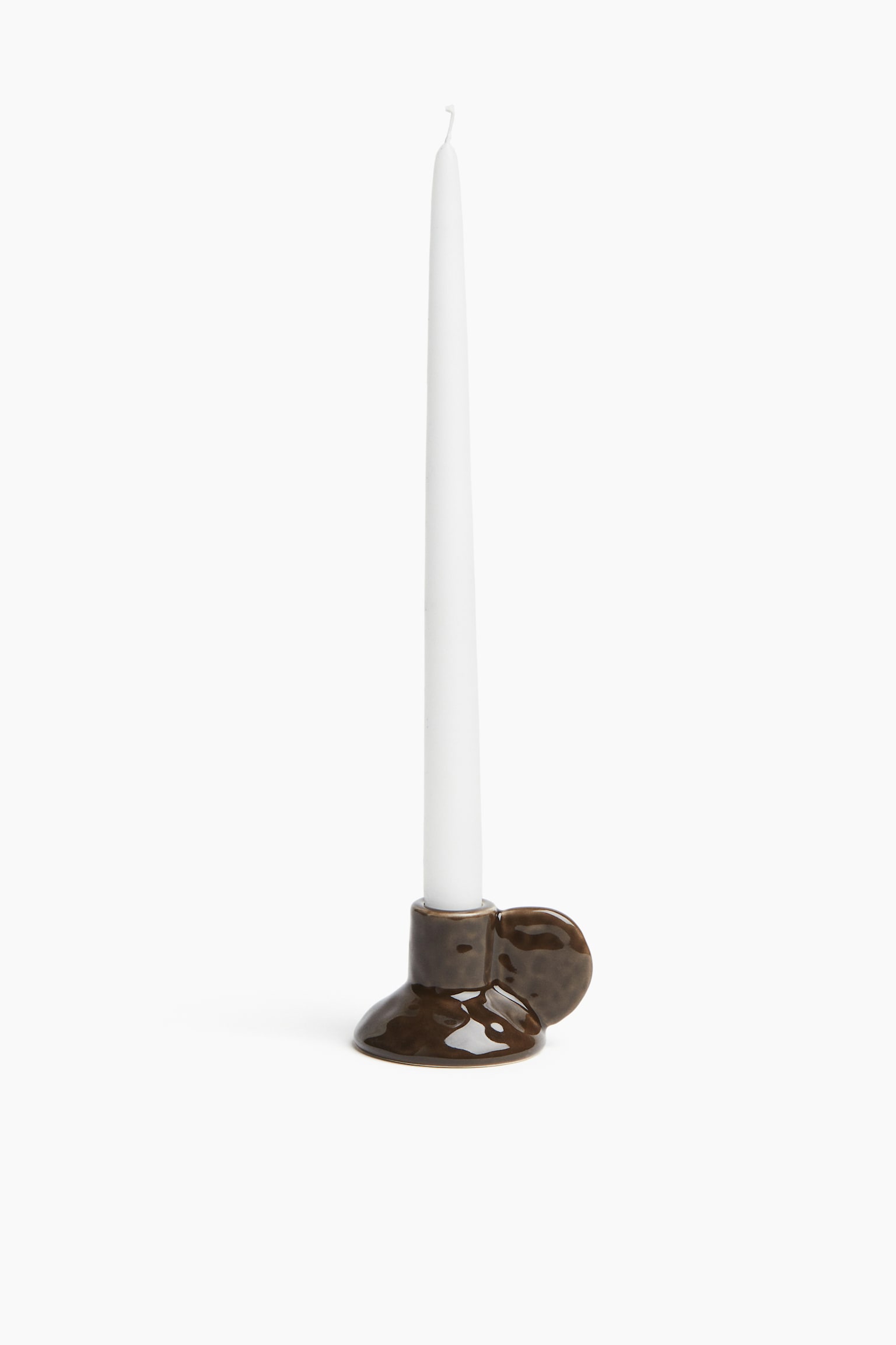 Stoneware candlestick - Dark brown - 1