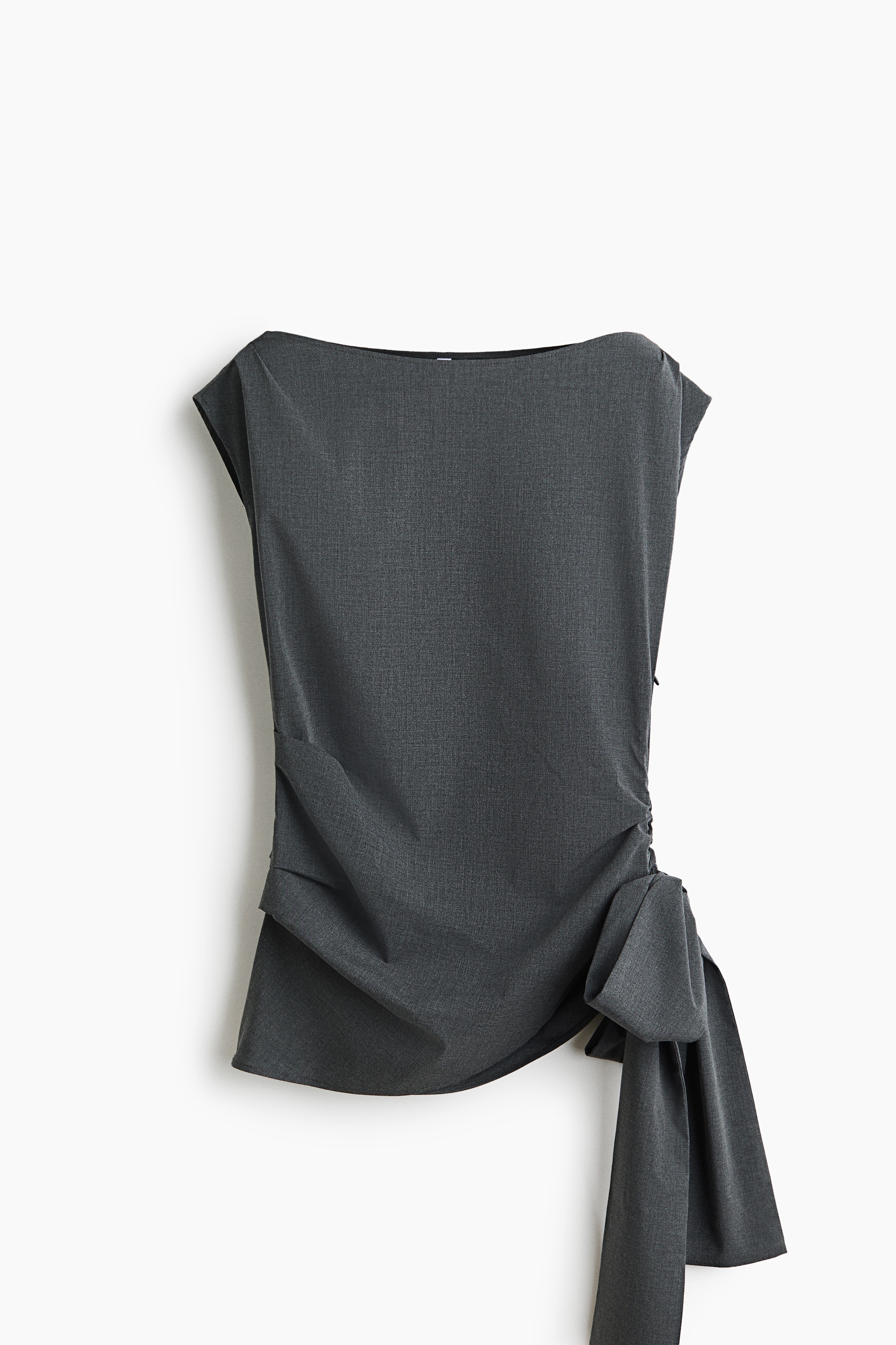Megkötős felső csónaknyakkal - Sötétszürke/Barna/kockás