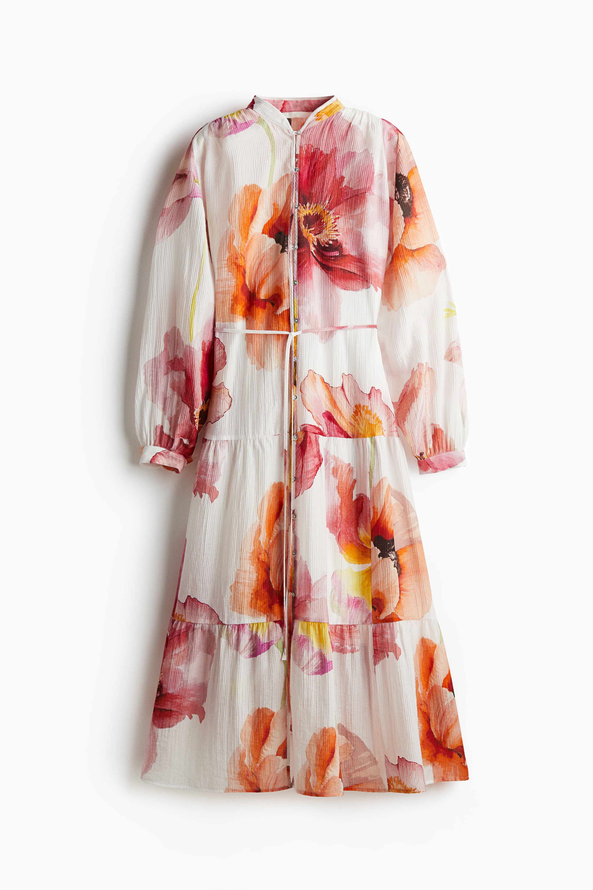 Vestido oversize em tecido enrugado - Branco/Floral/Branco/Floral preto/Azul claro/Floral